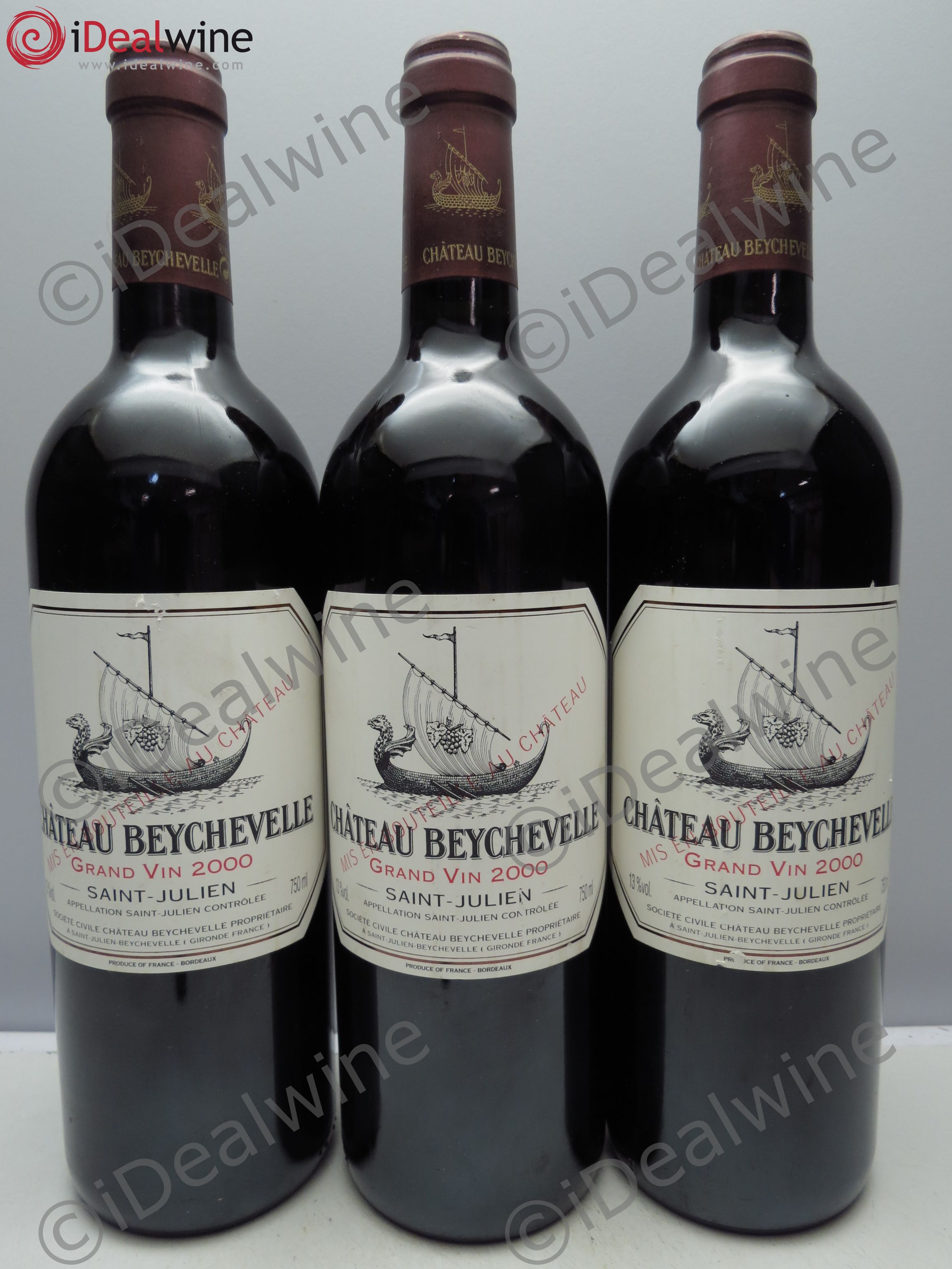 Château Beychevelle 4ème Grand Cru Classé 2000 - Lot de 3 bouteilles - 0