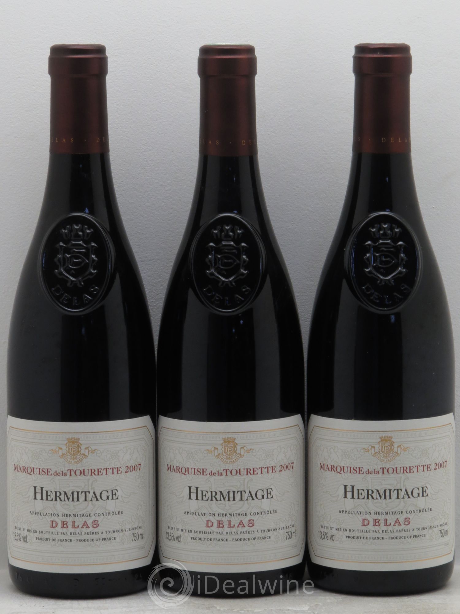 Hermitage Marquise de la Tourette Delas Frères 2007 - Lot de 3 bouteilles - 0