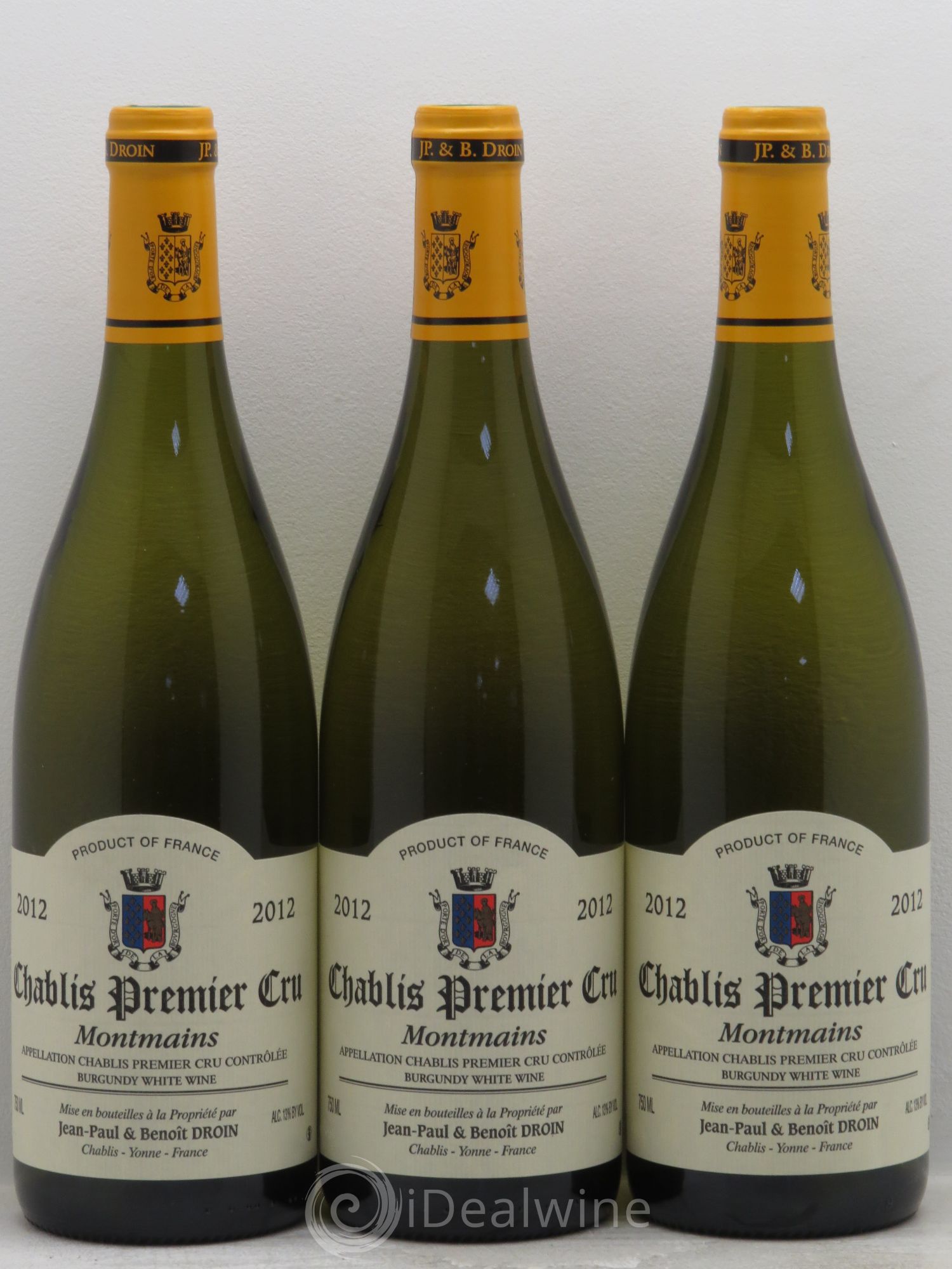 Chablis 1er Cru Montmains Jean-Paul & Benoît Droin (Domaine) 2012 - Lot de 3 bouteilles - 0