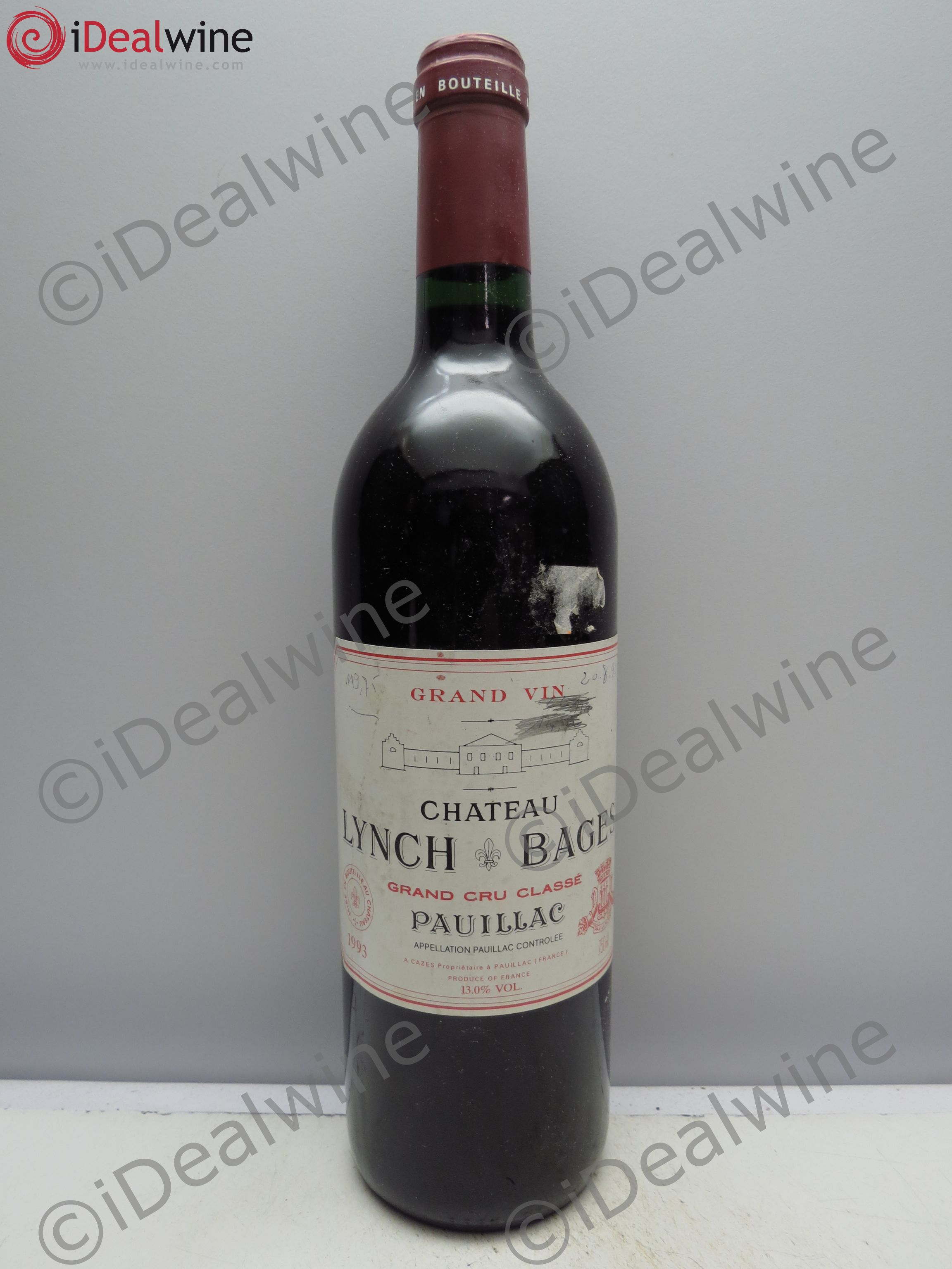 Château Lynch Bages 5ème Grand Cru Classé (Trace de stylo) 1993 - Lot de 1 bouteille - 0