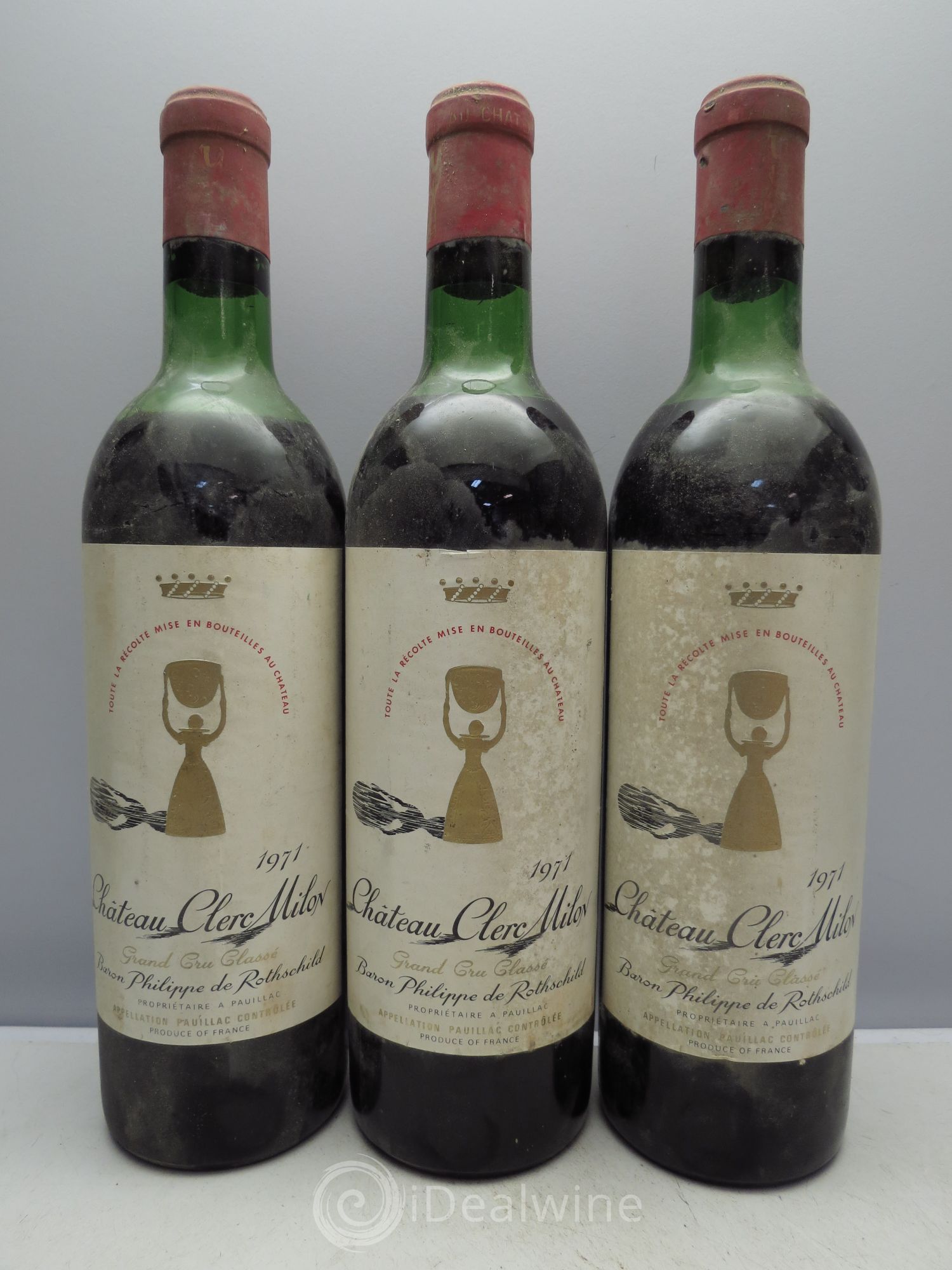 Château Clerc Milon 5ème Grand Cru Classé 1971 - Lot de 3 bouteilles - 0