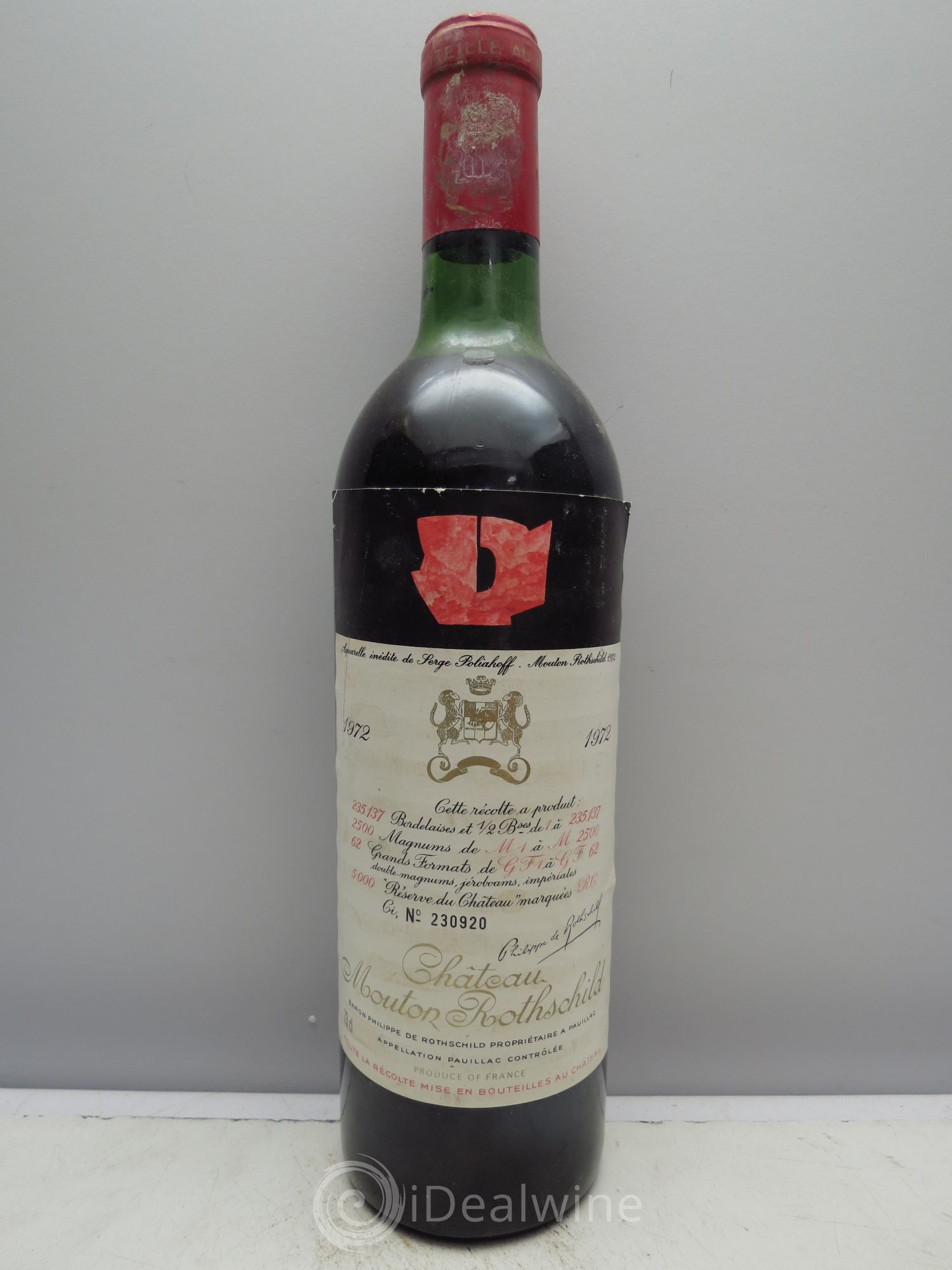 Château Mouton Rothschild 1er Grand Cru Classé 1972 - Lot de 1 bouteille - 0