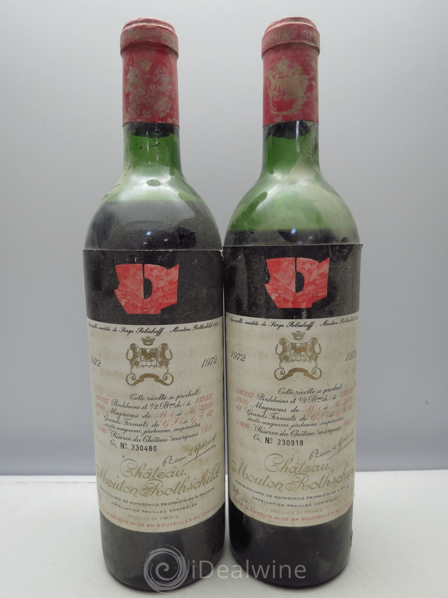 Château Mouton Rothschild 1er Grand Cru Classé 1972 - Lot de 6 bouteilles - 1