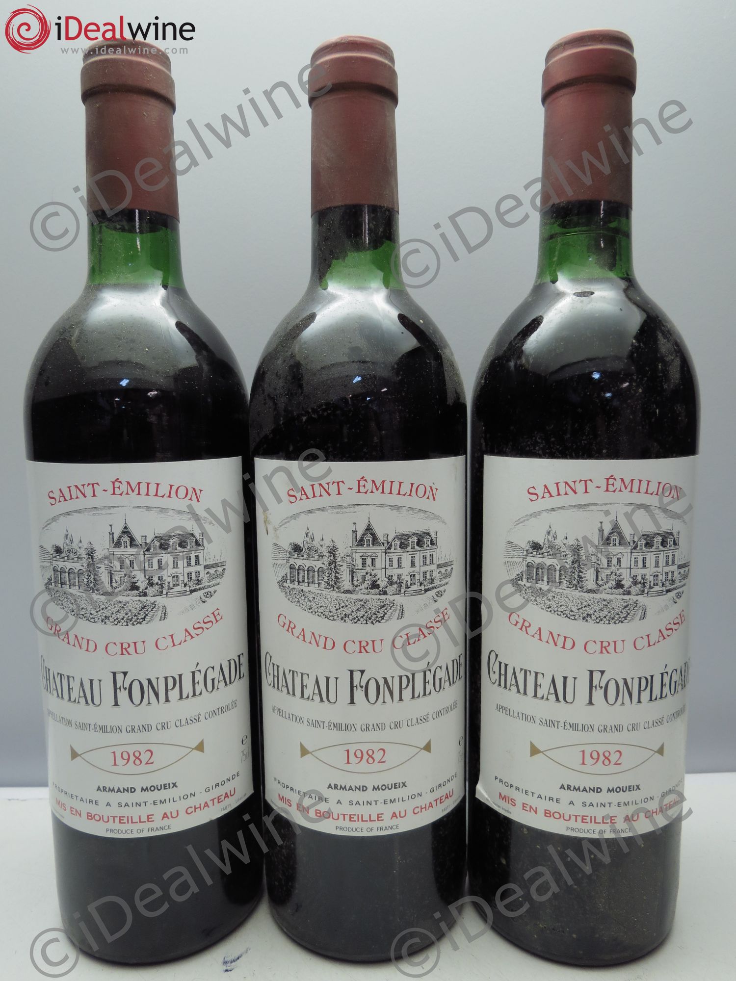 Château Fonplegade Grand Cru Classé 1982 - Lot de 3 bouteilles - 0