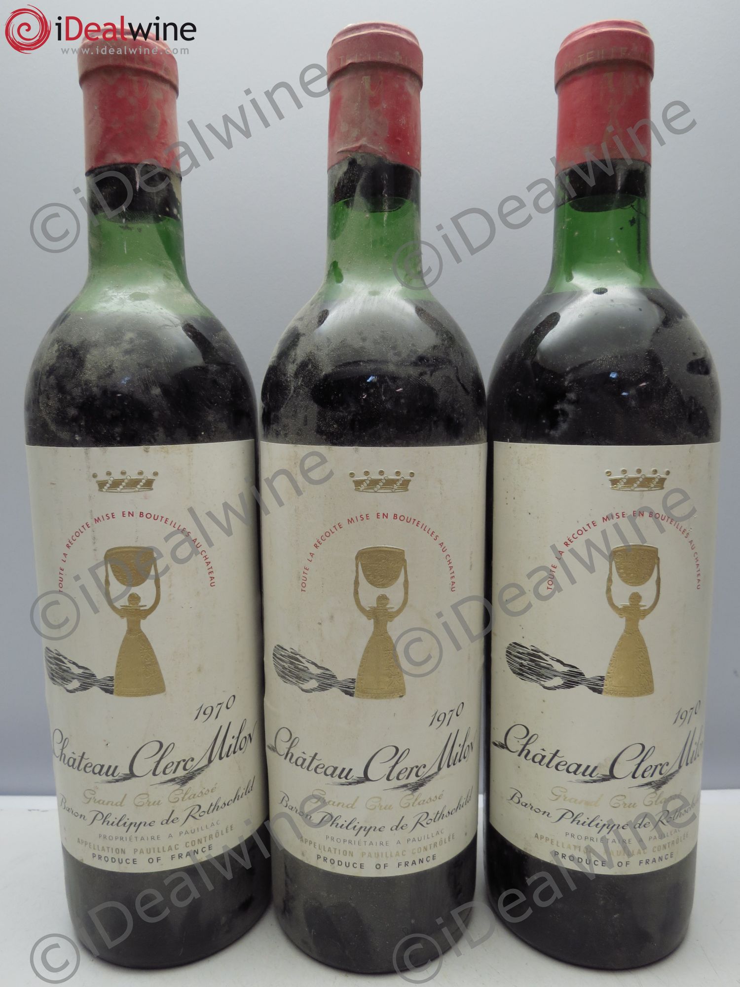 Château Clerc Milon 5ème Grand Cru Classé 1970 - Lot de 3 bouteilles - 0