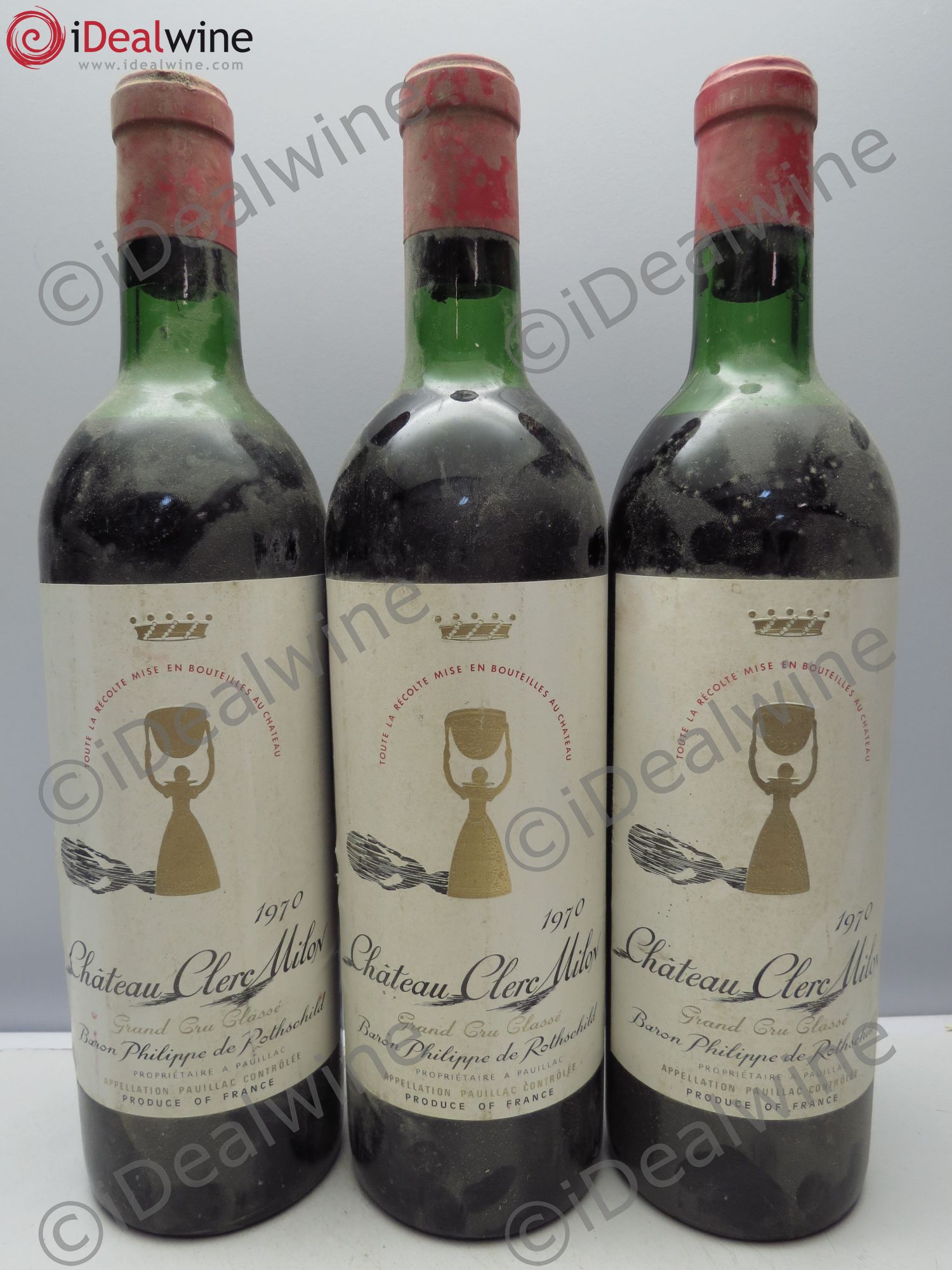 Château Clerc Milon 5ème Grand Cru Classé 1970 - Lot de 3 bouteilles - 0
