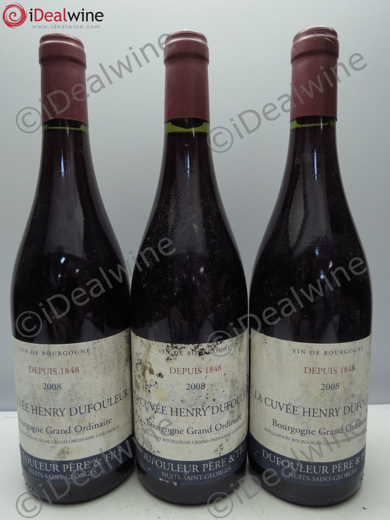 Bourgogne Grand Ordinaire - Domaine Dufouleur (sans prix de réserve) 2008 - Posten von 3 Flaschen - 0