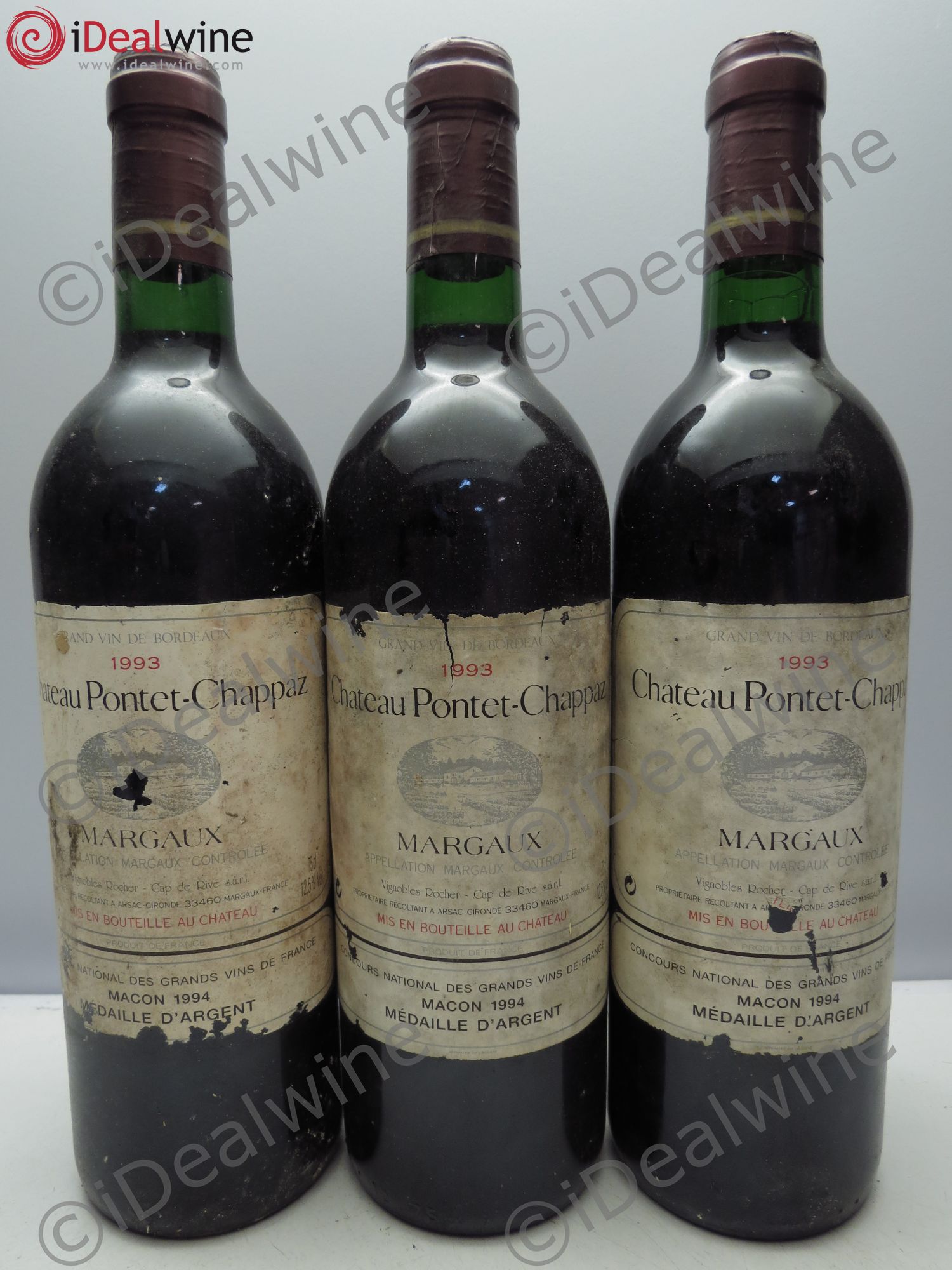 Château Pontet Chappaz Cru Bourgeois 1993 - Lot de 3 bouteilles - 0