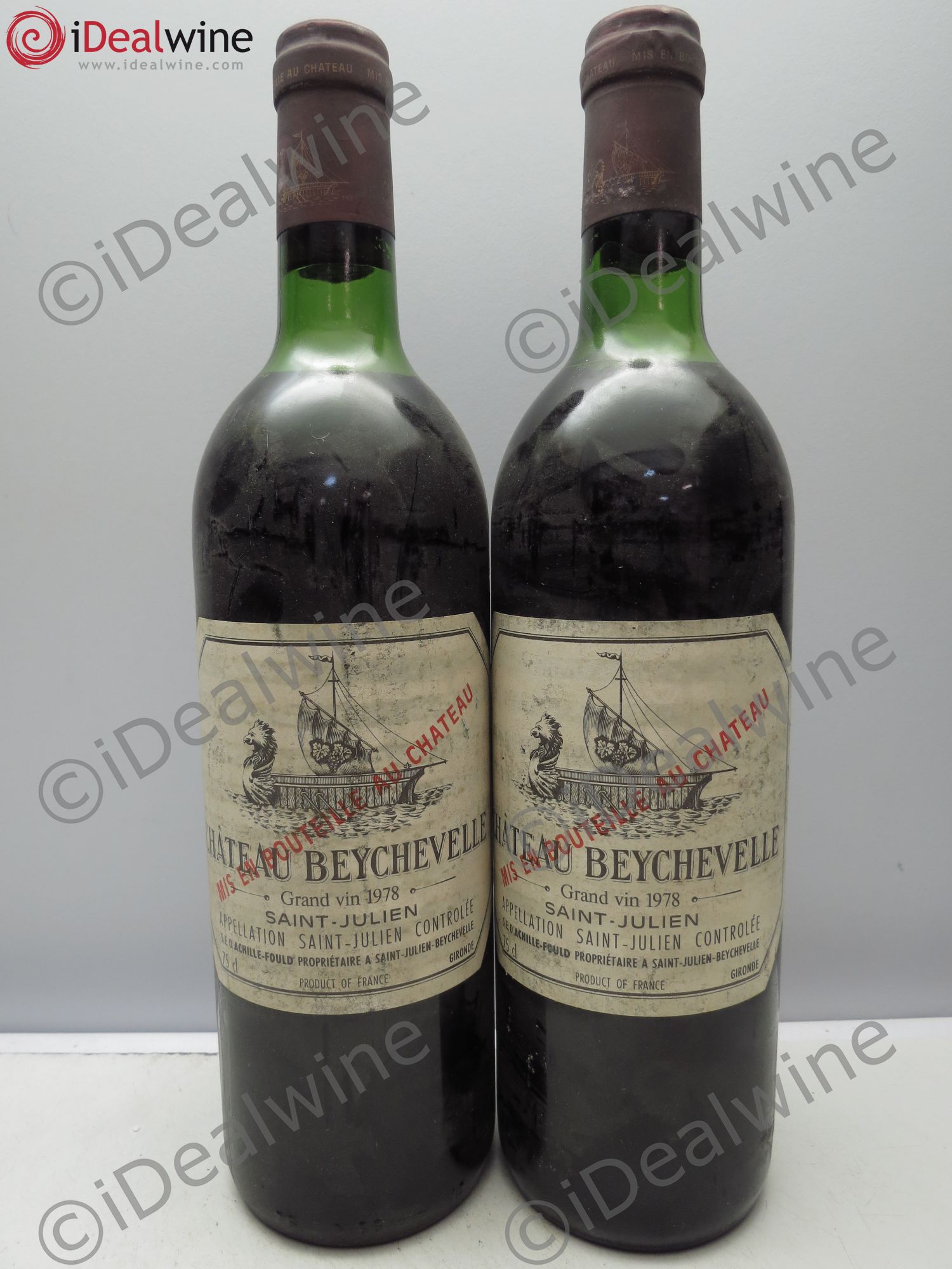 Château Beychevelle 4ème Grand Cru Classé 1978 - Lot de 2 bouteilles - 0