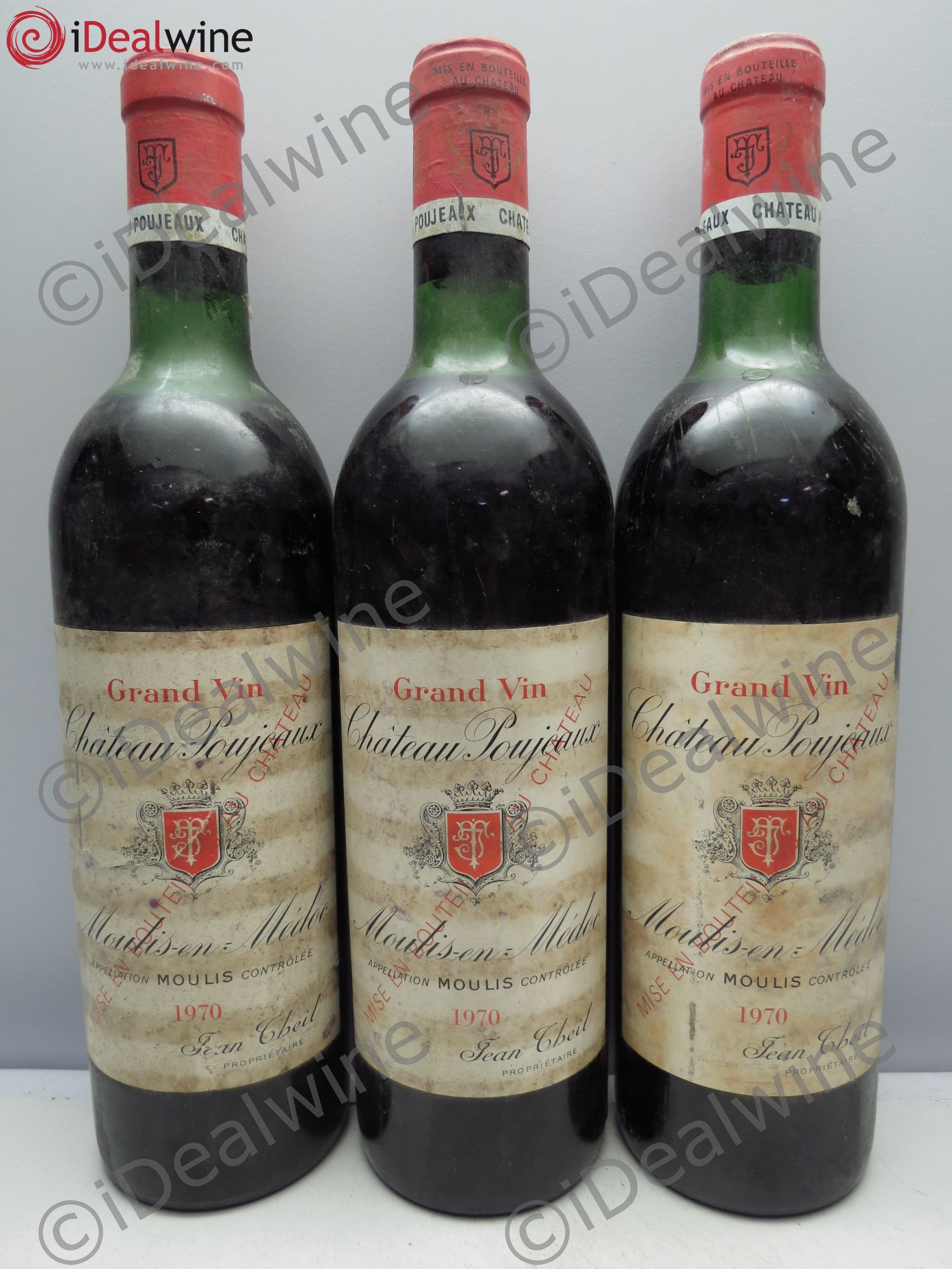 Château Poujeaux 1970 - Lot de 3 bouteilles - 0