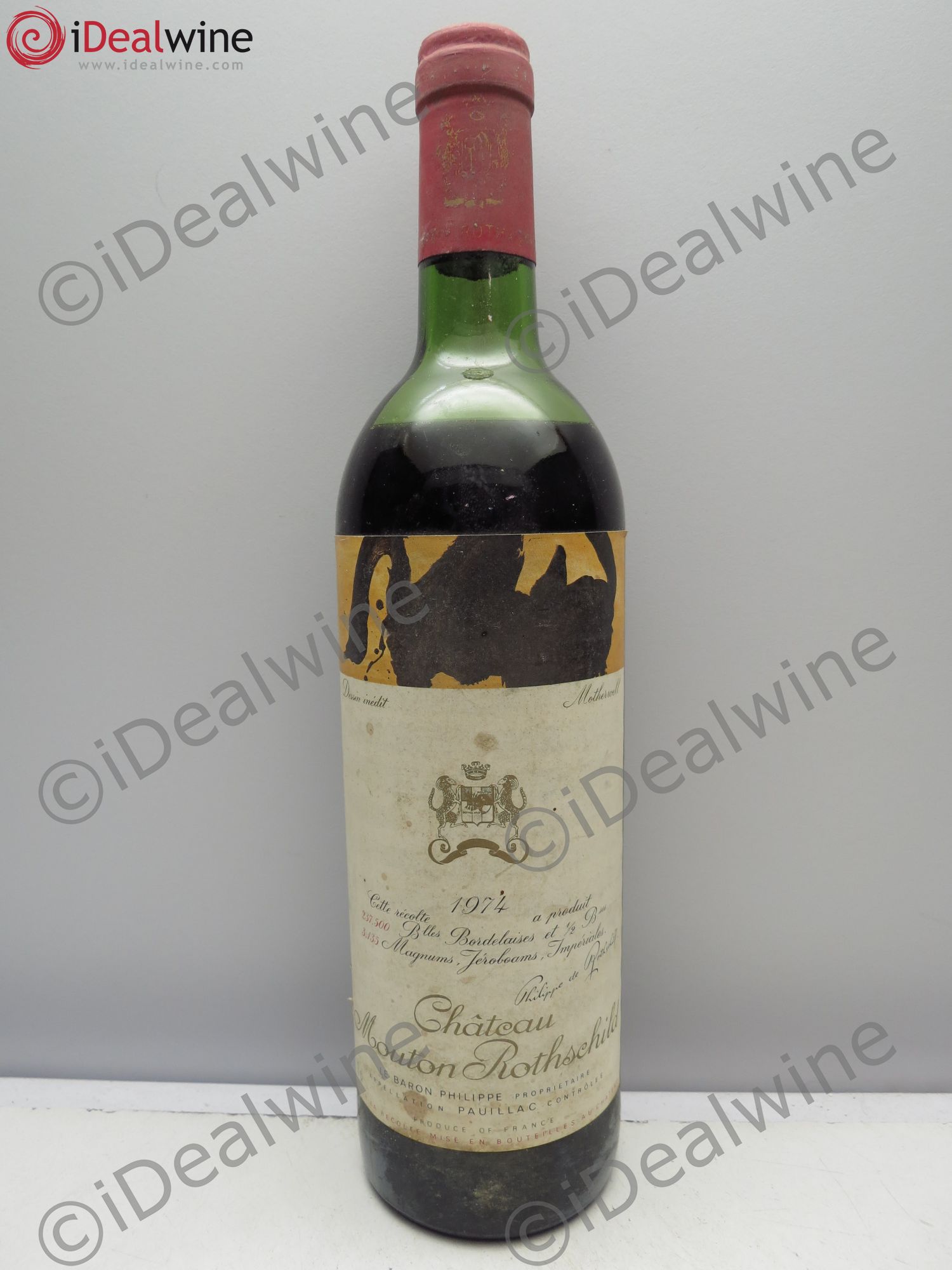 Château Mouton Rothschild 1er Grand Cru Classé 1974 - Lot de 1 bouteille - 0