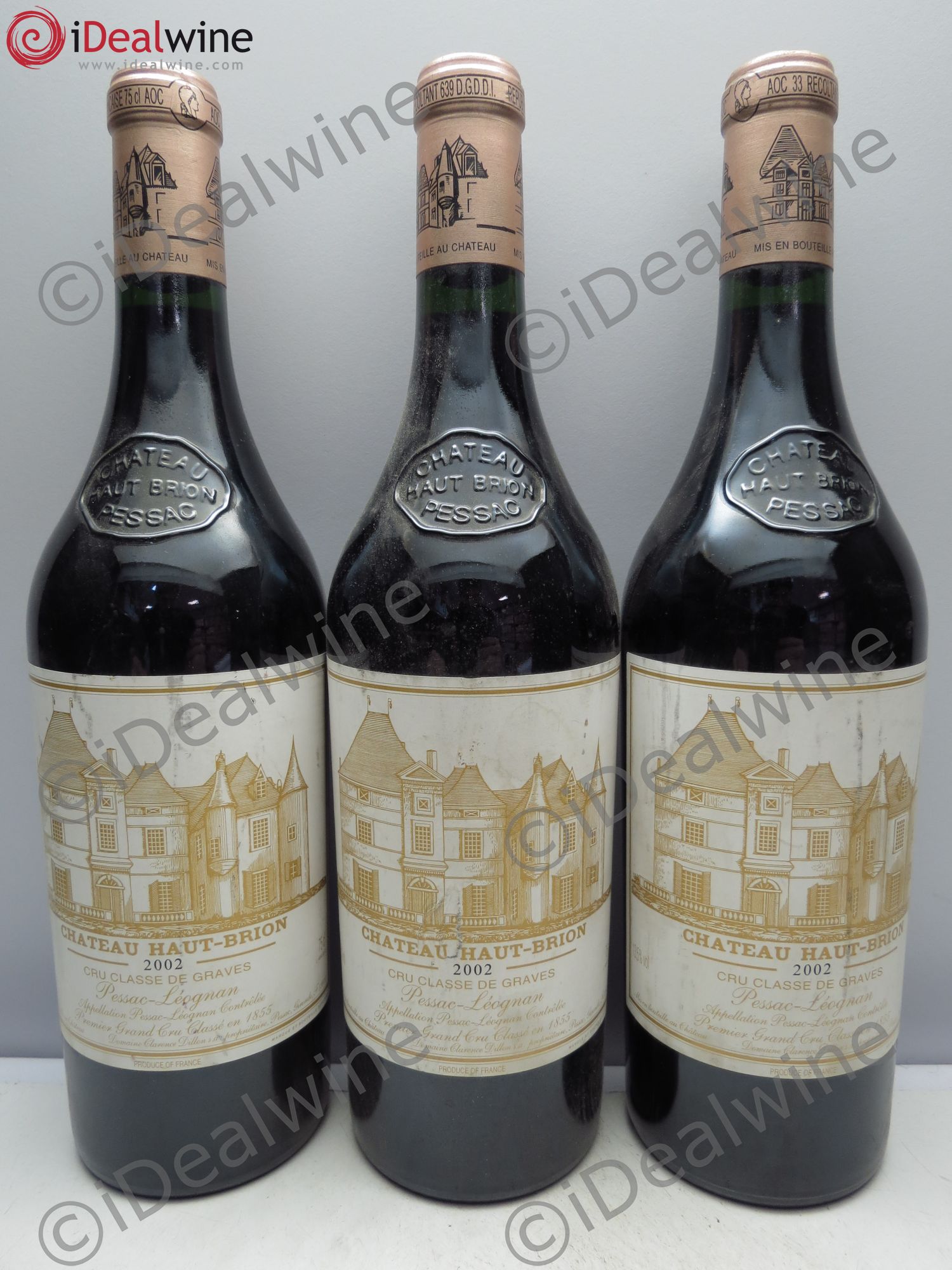 Château Haut Brion 1er Grand Cru Classé 2002 - Lot de 3 bouteilles - 0