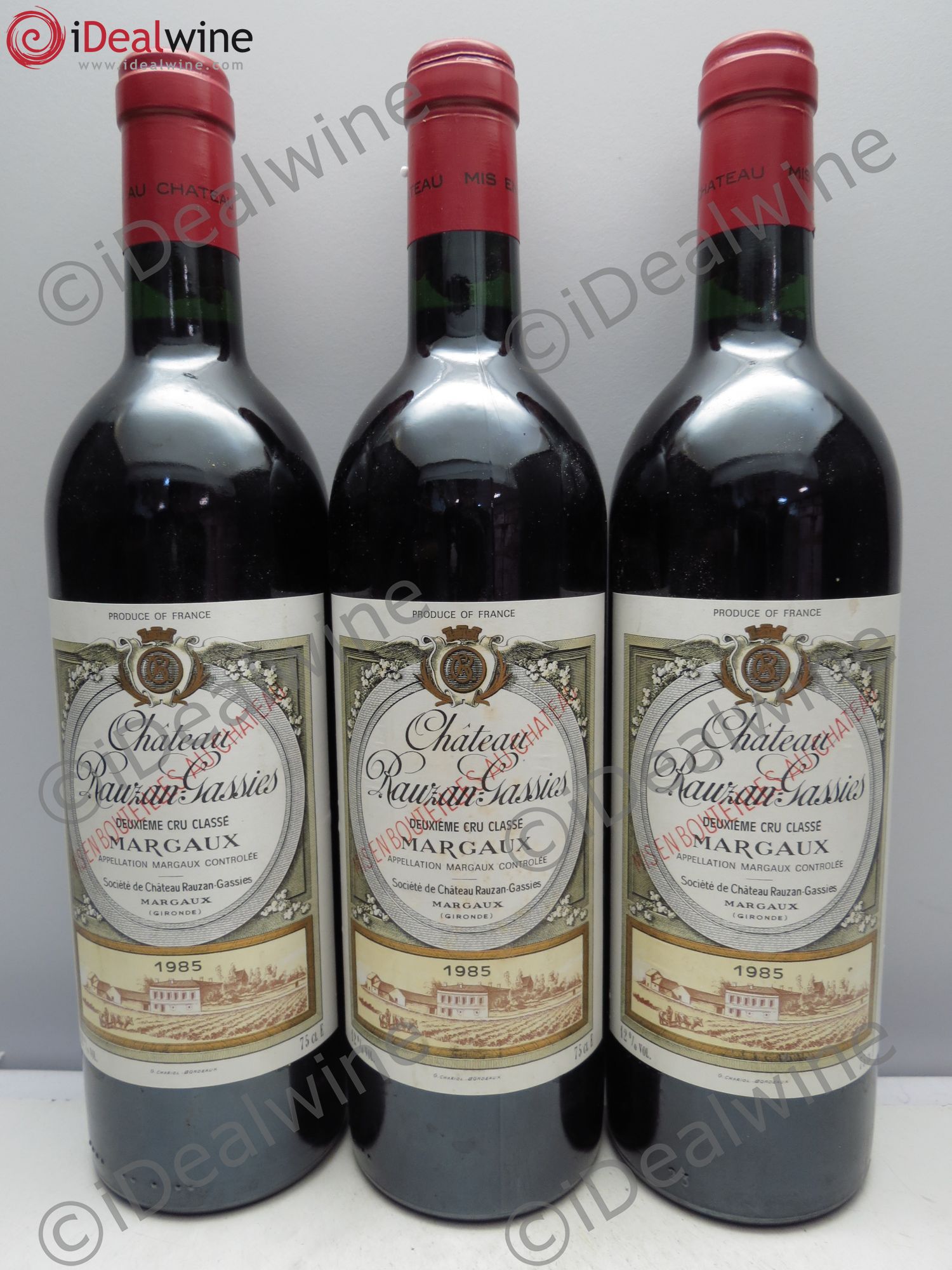 Château Rauzan-Gassies 2ème Grand Cru Classé 1985 - Lot de 3 bouteilles - 0