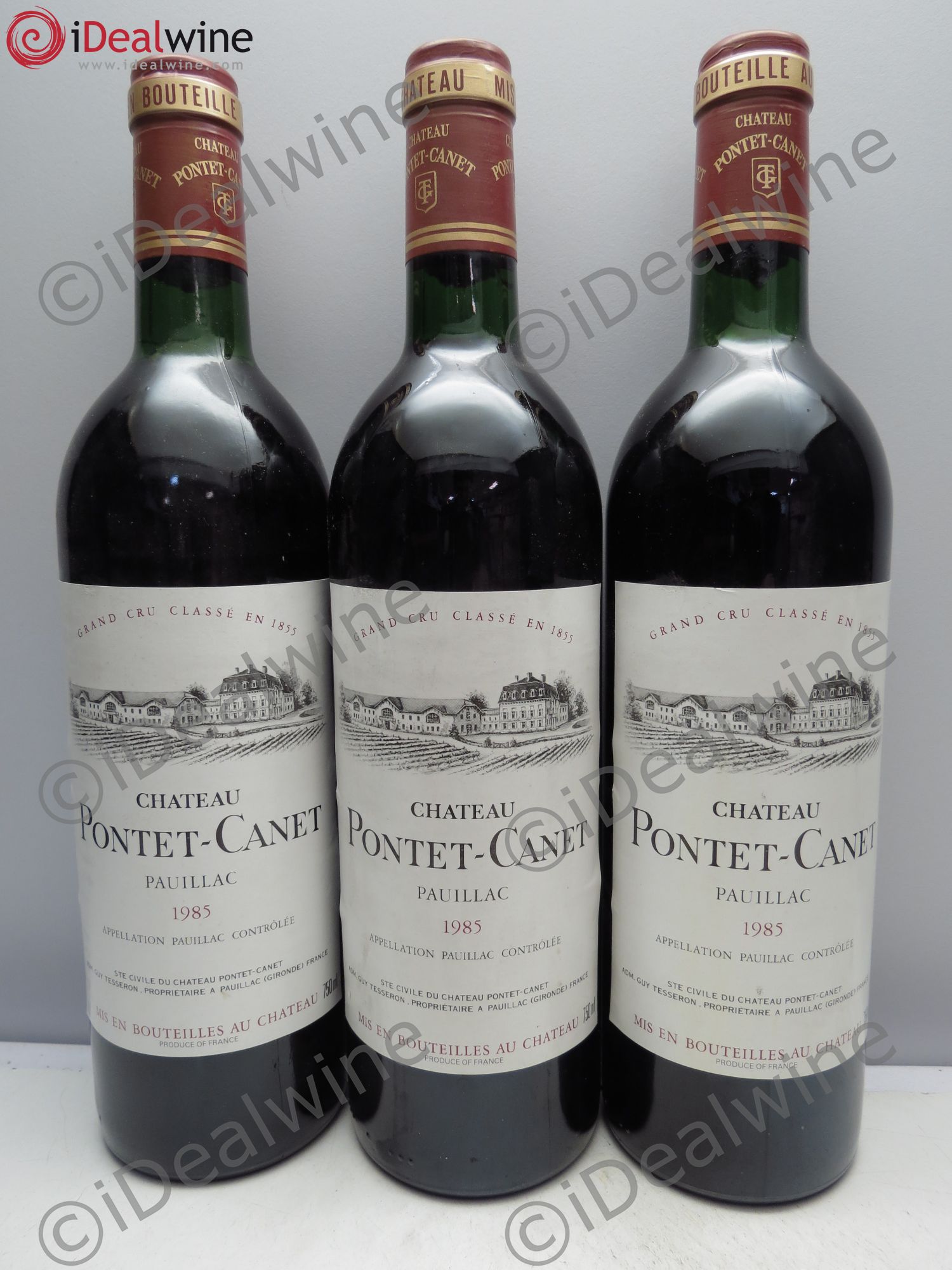 Château Pontet Canet 5ème Grand Cru Classé 1985 - Lot de 3 bouteilles - 0