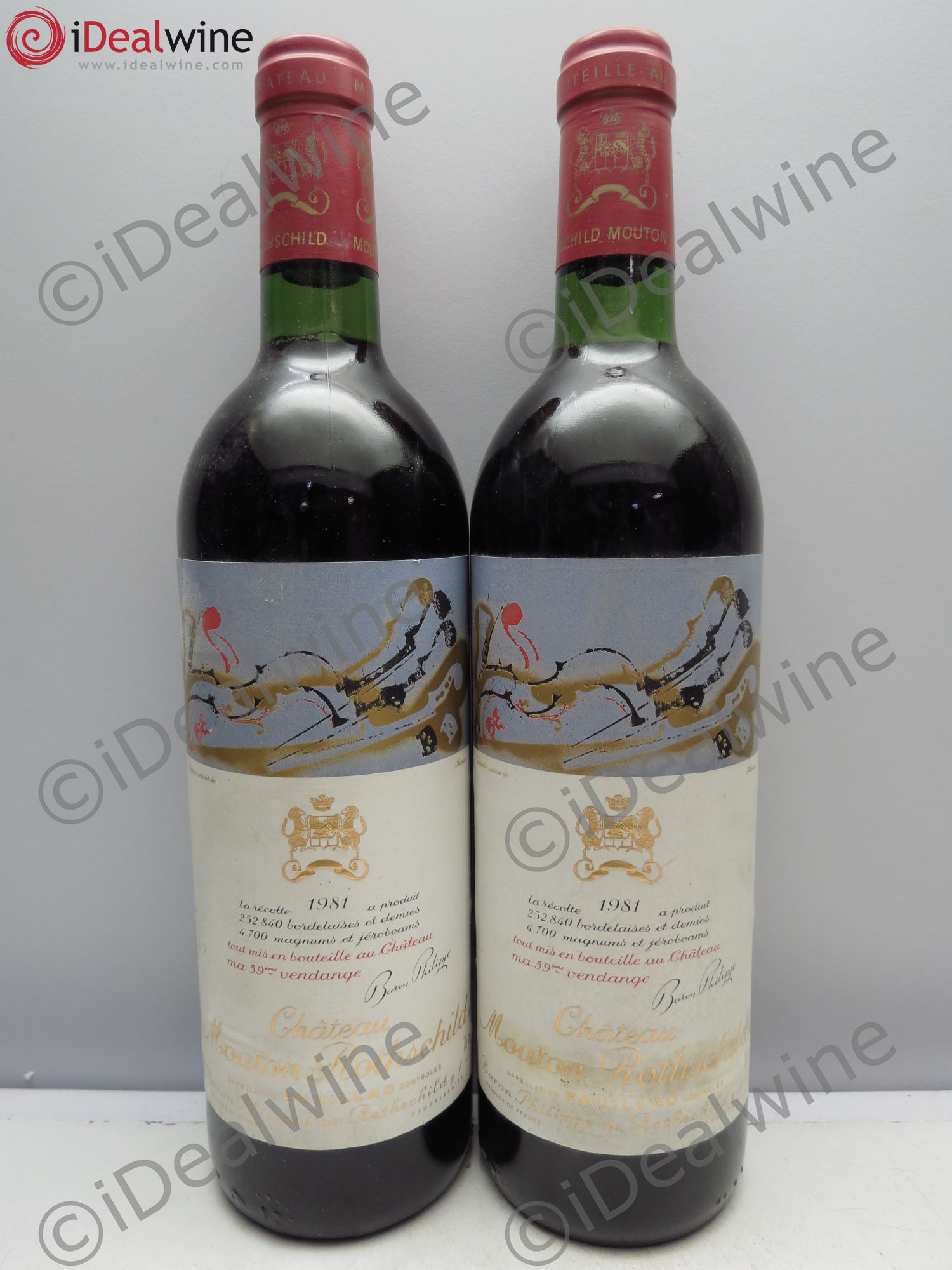 Château Mouton Rothschild 1er Grand Cru Classé 1981 - Lot de 2 bouteilles - 0