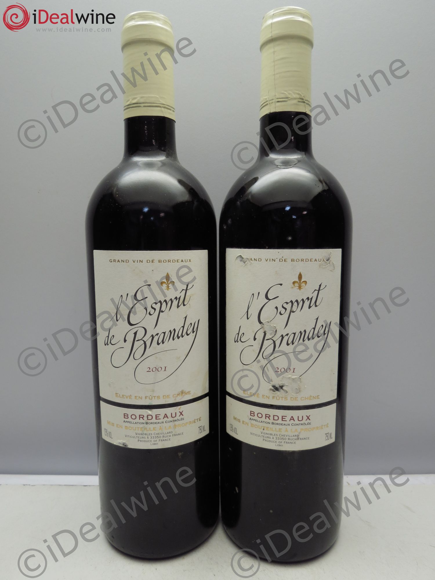 Bordeaux L'esprit de brandey Sans Prix de Réserve/No reserve 2001 - Posten von 2 Flaschen - 0