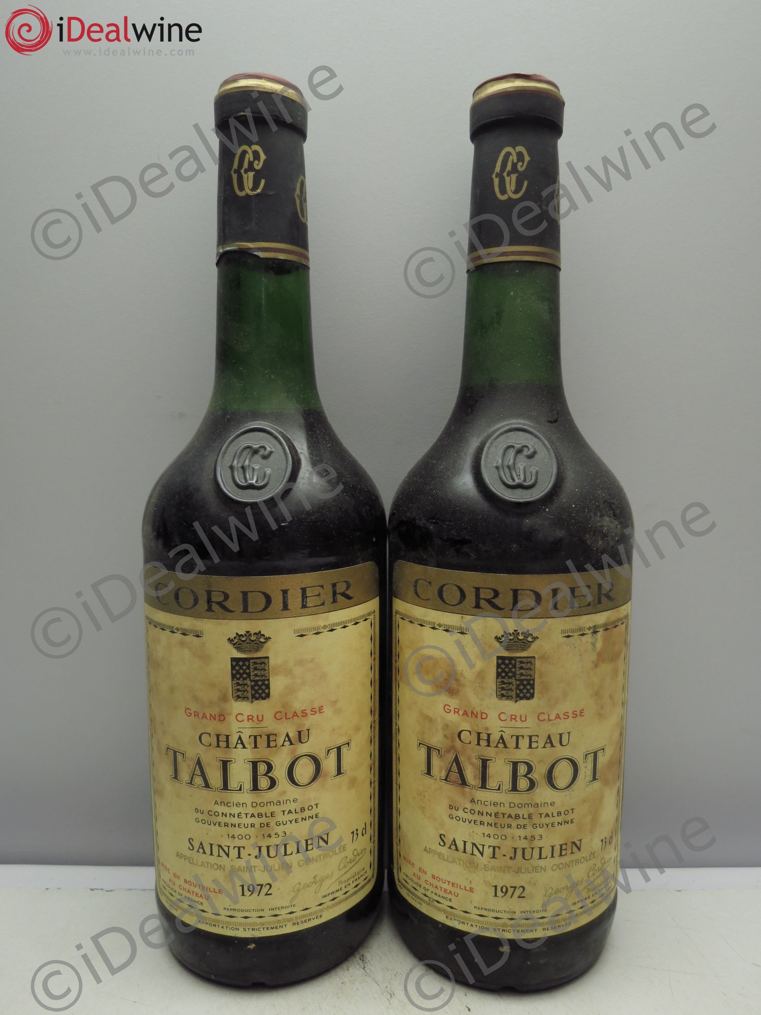 Château Talbot 4ème Grand Cru Classé (sans prix de réserve/no reserve) 1972 - Lotto di 2 bottiglie - 0