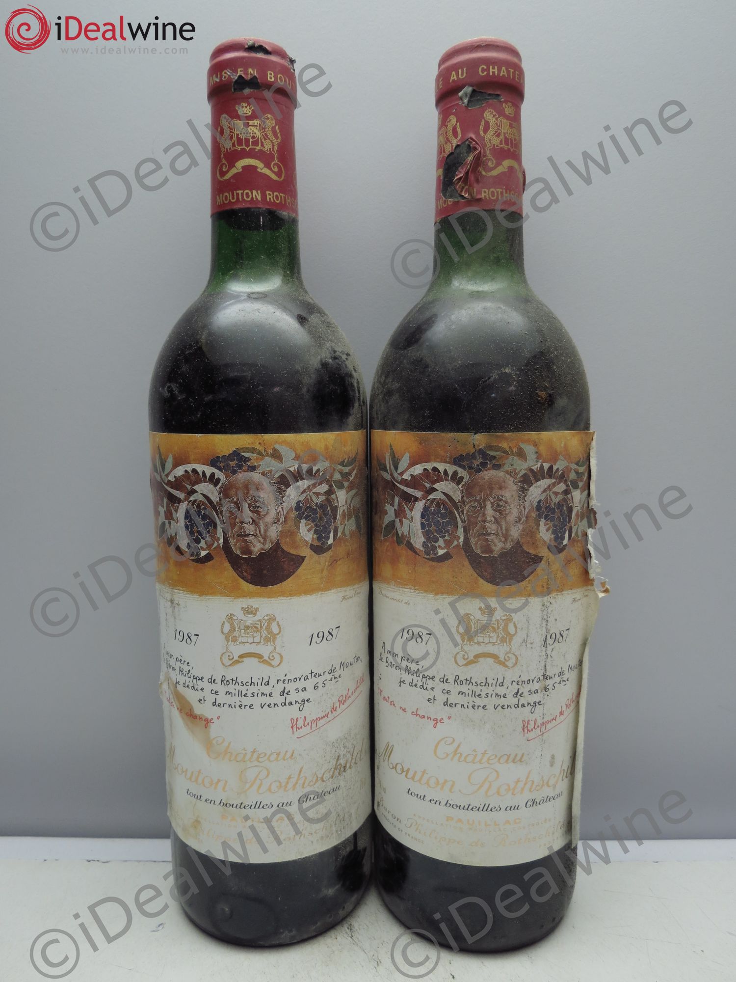 Château Mouton Rothschild 1er Grand Cru Classé 1987 - Lot de 2 bouteilles - 0
