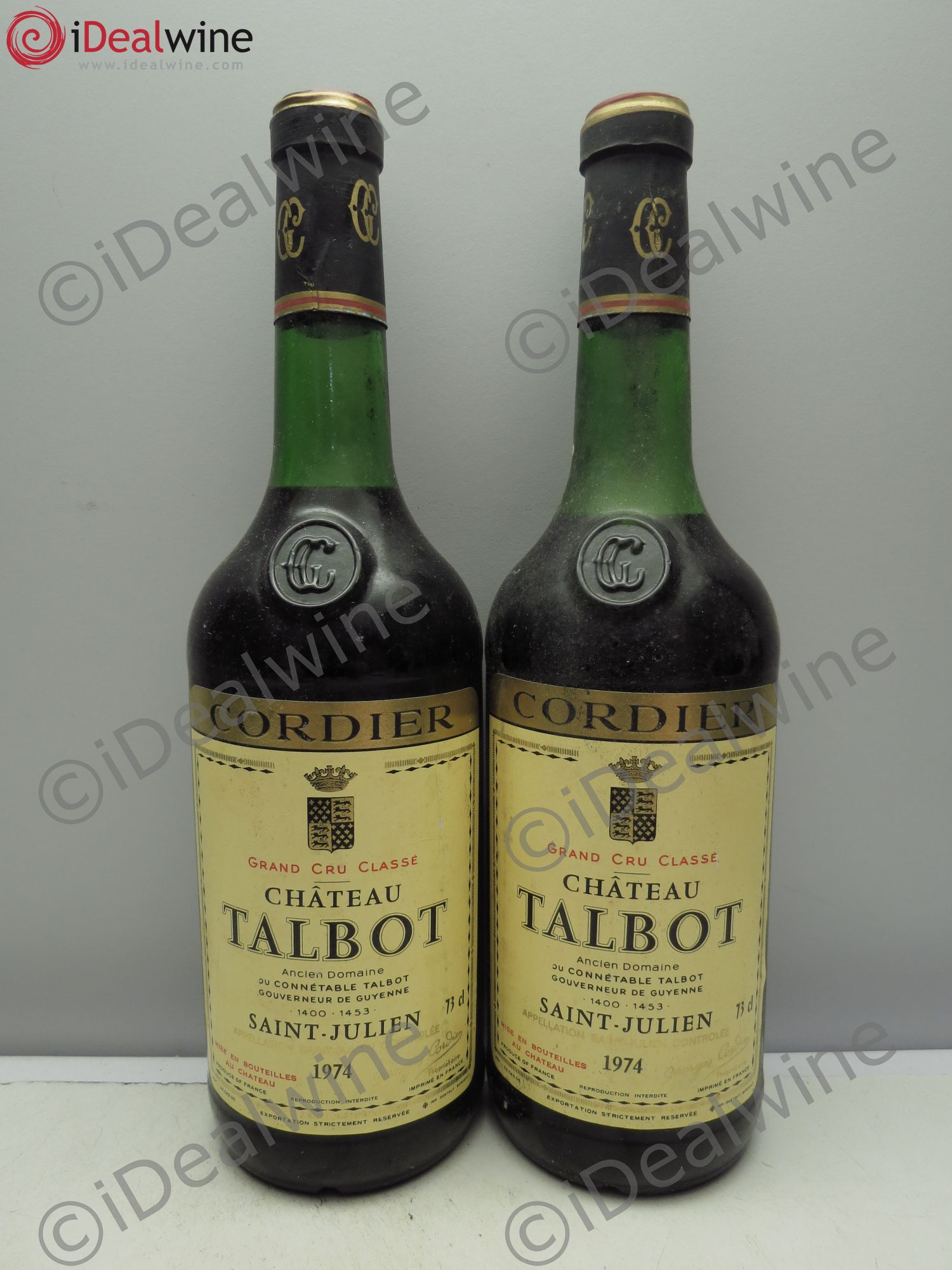 Château Talbot 4ème Grand Cru Classé 1974 - Lot de 2 bouteilles - 0