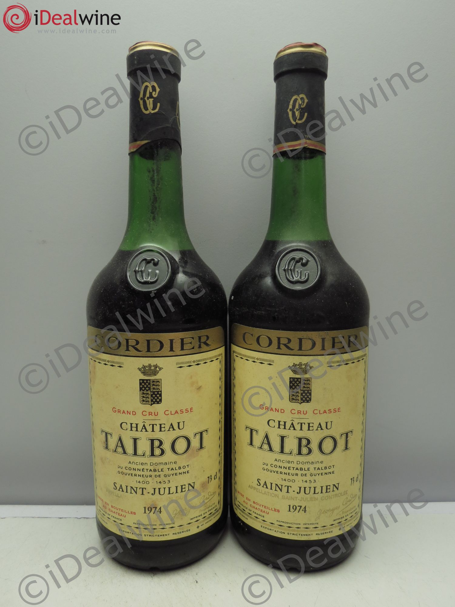 Château Talbot 4ème Grand Cru Classé (sans prix de réserve / no reserve) 1974 - Lotto di 2 bottiglie - 0