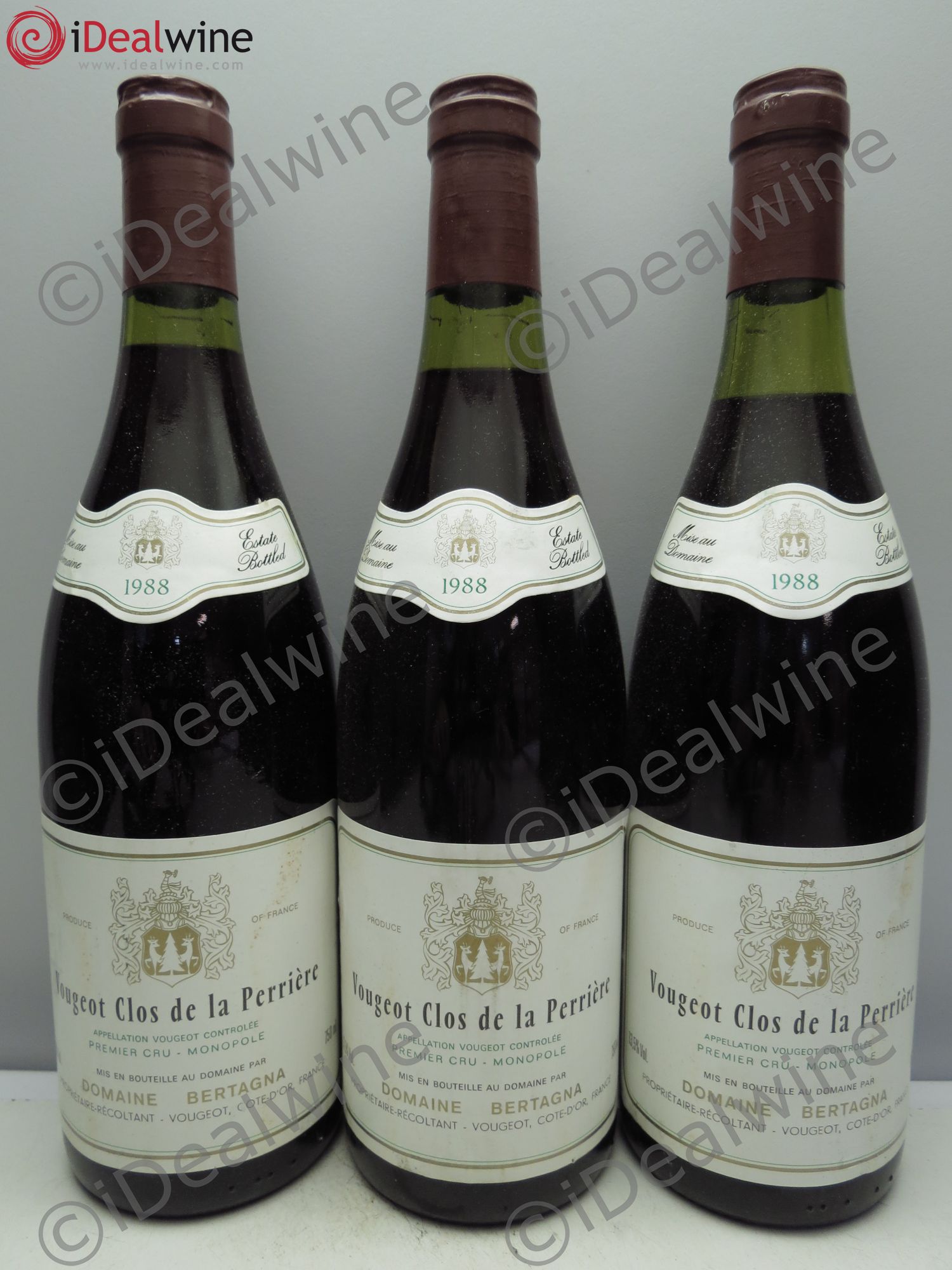 Vougeot 1er Cru Clos de la Perrière - Bertagna 1988 - Lotto di 3 bottiglie - 0
