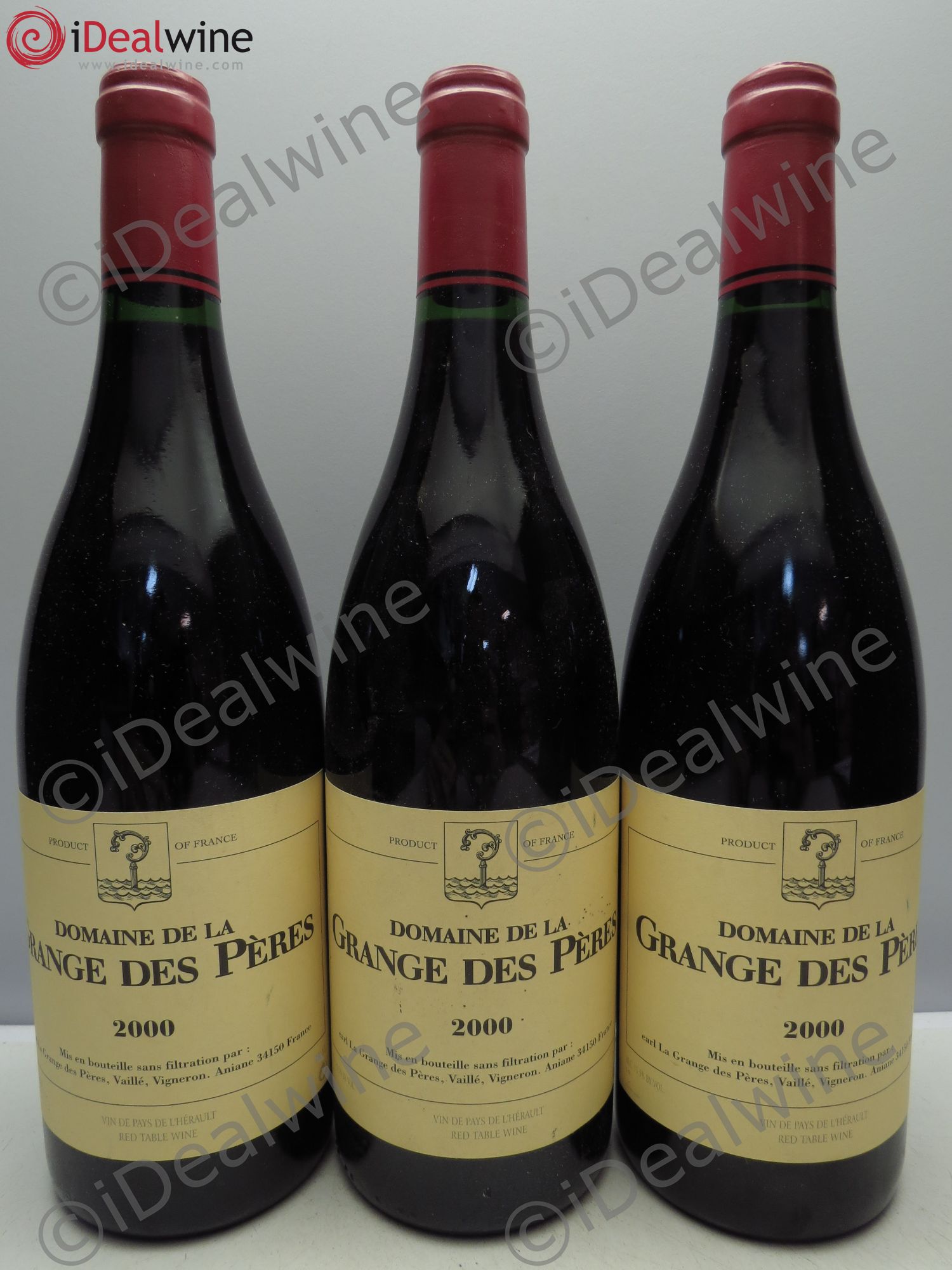 Pays d'Hérault Grange des Pères Laurent Vaillé 2000 - Lot de 3 bouteilles - 0