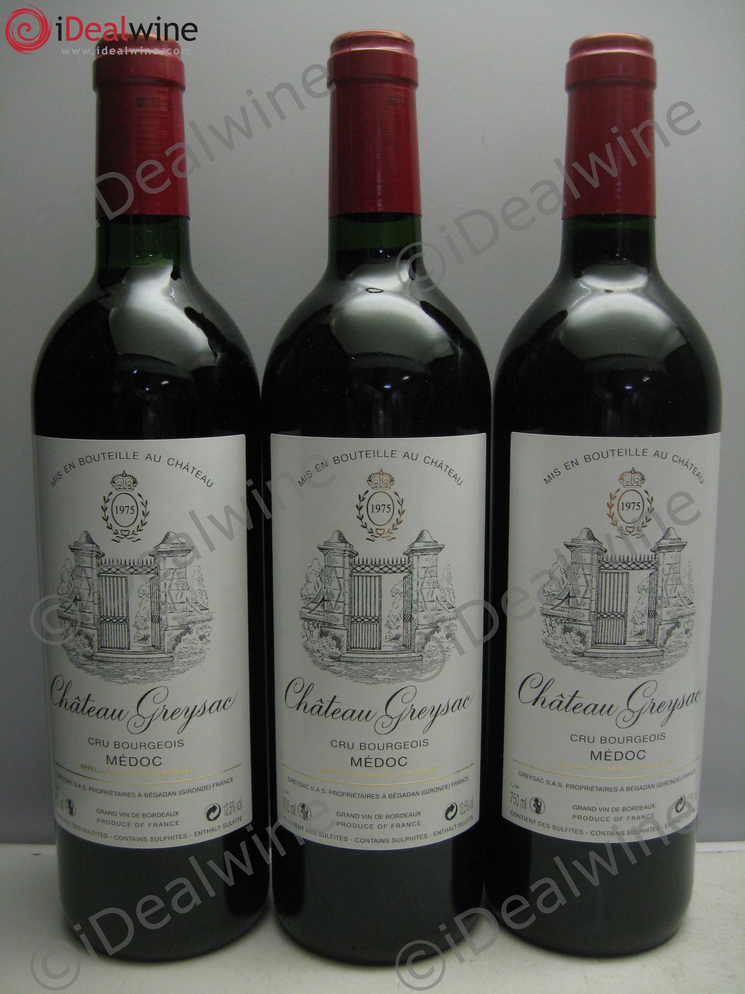 Château Greysac Cru Bourgeois 1975 - Lot de 3 bouteilles - 0