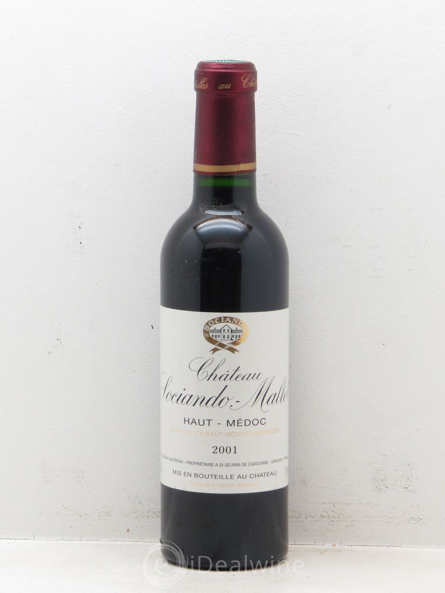 Château Sociando Mallet 2001 - Lot de 1 demi bouteille - 0