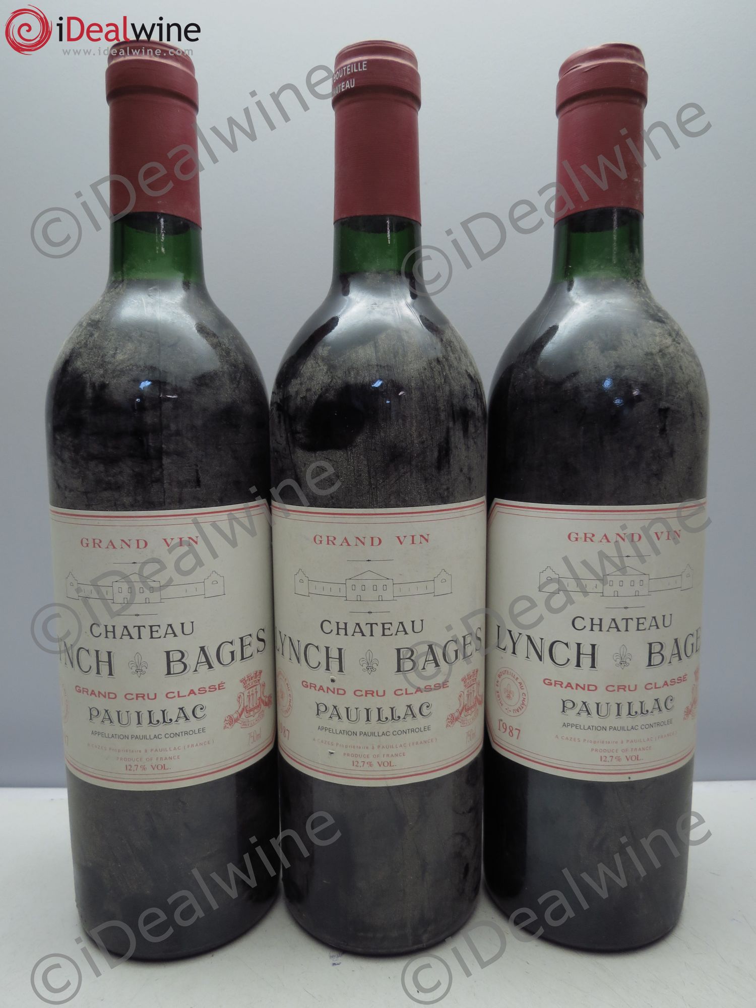 Château Lynch Bages 5ème Grand Cru Classé 1987 - Lot de 3 bouteilles - 0