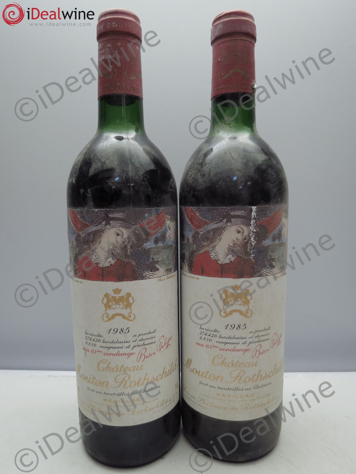 Château Mouton Rothschild 1er Grand Cru Classé 1985 - Lot de 2 bouteilles - 0