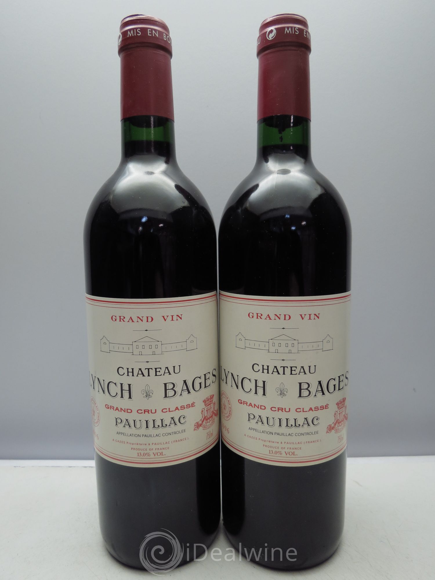 Château Lynch Bages 5ème Grand Cru Classé Caisse bois sans couvercle 1996 - Lotto di 12 bottiglie - 2