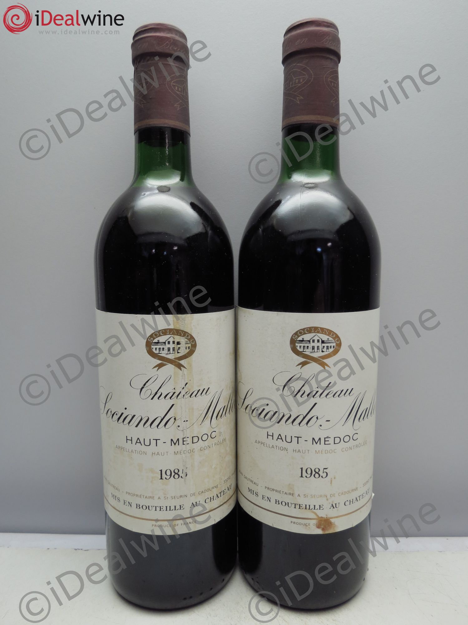 Château Sociando Mallet 1985 - Lot de 2 bouteilles - 0