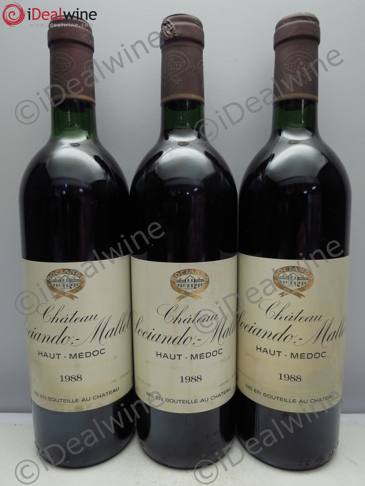 Château Sociando Mallet 1988 - Lot de 3 bouteilles - 0