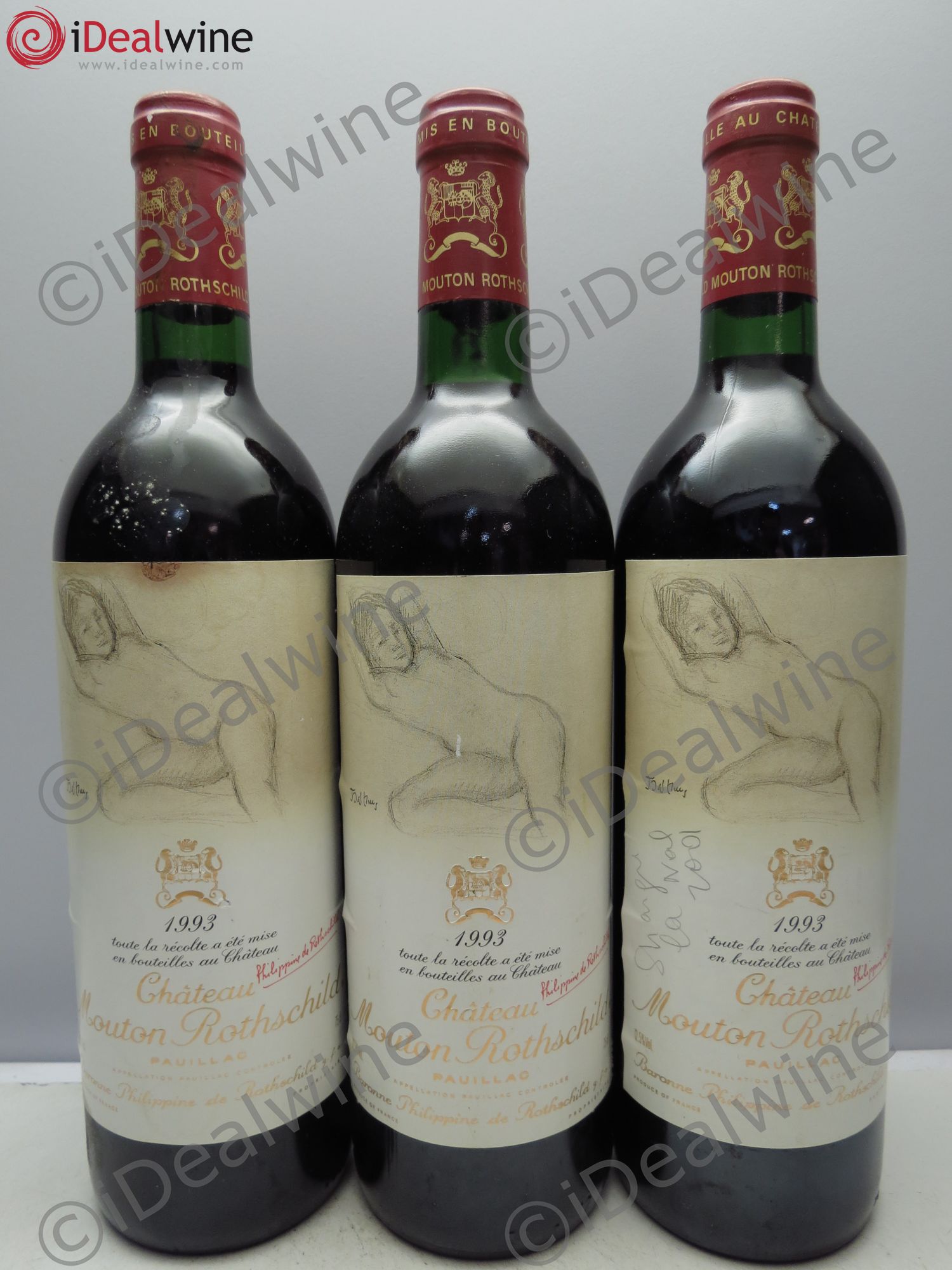 Château Mouton Rothschild 1er Grand Cru Classé 1993 - Lot de 3 bouteilles - 0