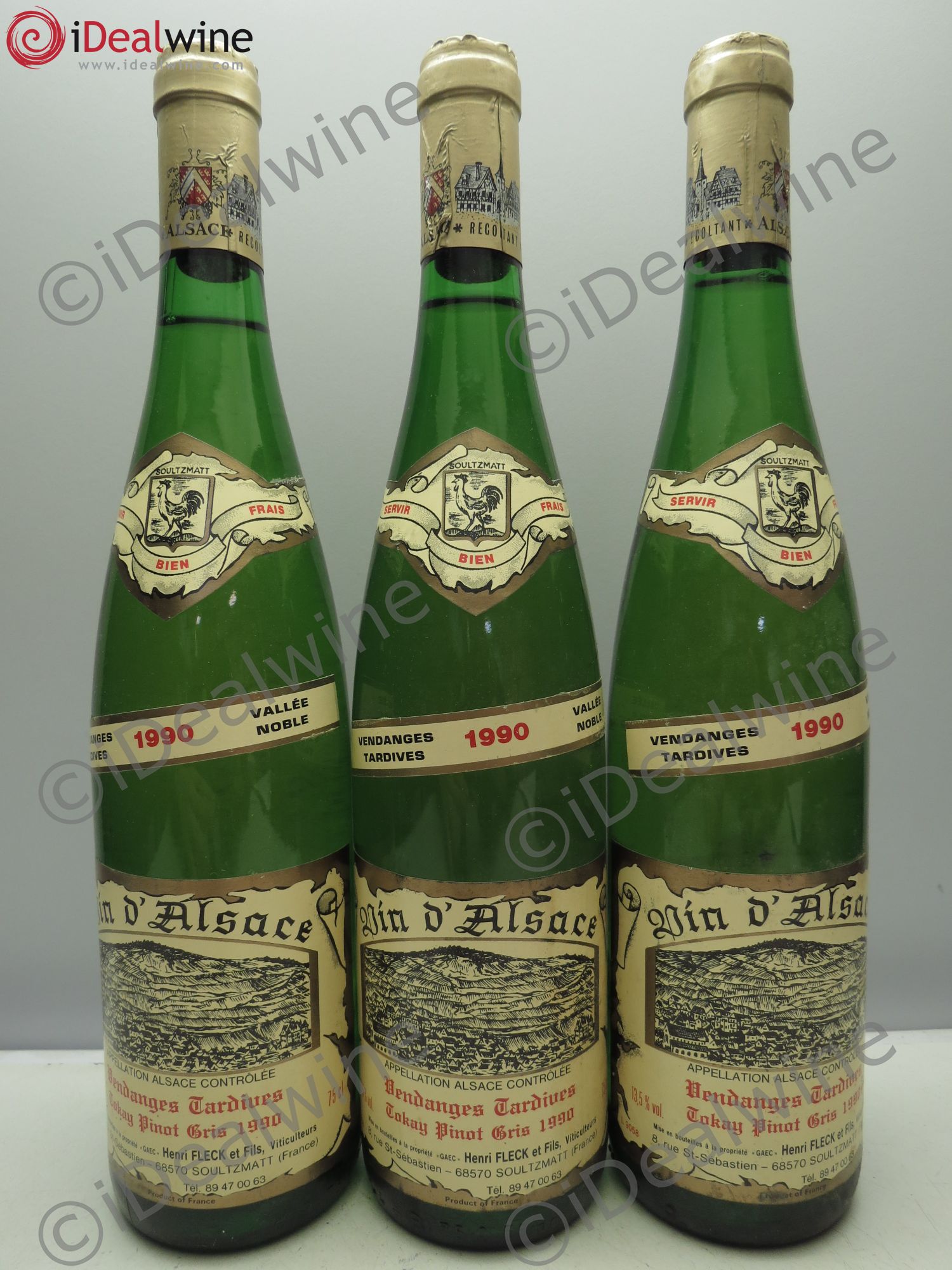 Pinot Gris (Tokay) Vendanges Tardives Henri Fleck Soultzmatt(sans prix de réserve / no reserve) 1990 - Lotto di 3 bottiglie - 0