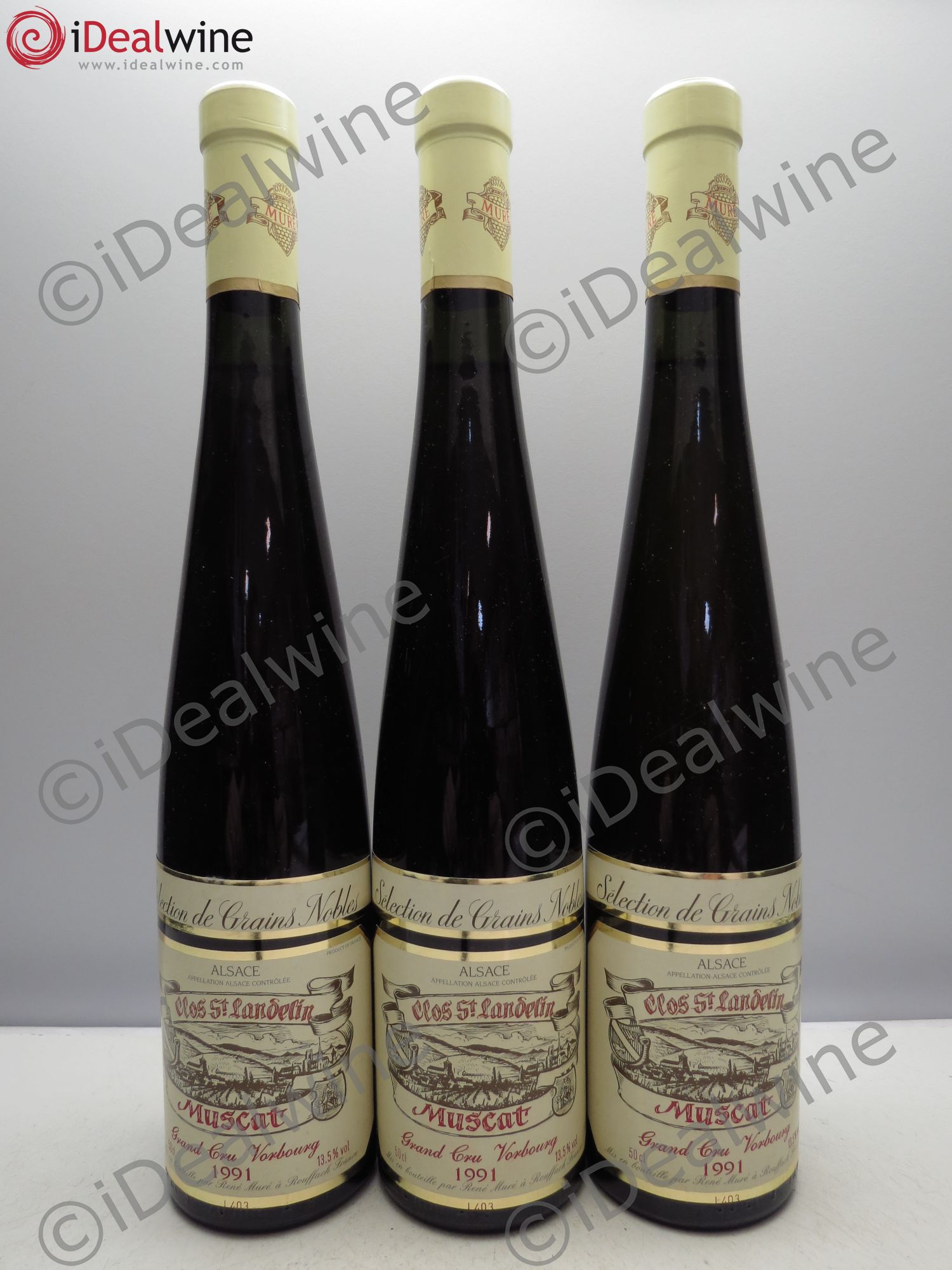 Alsace Muscat Vorbourg Sélection de Grains Nobles Clos St Landelin Muré (50cl)(sans prix de réserve / no reserve) 1991 - Posten von 3 Flaschen - 0