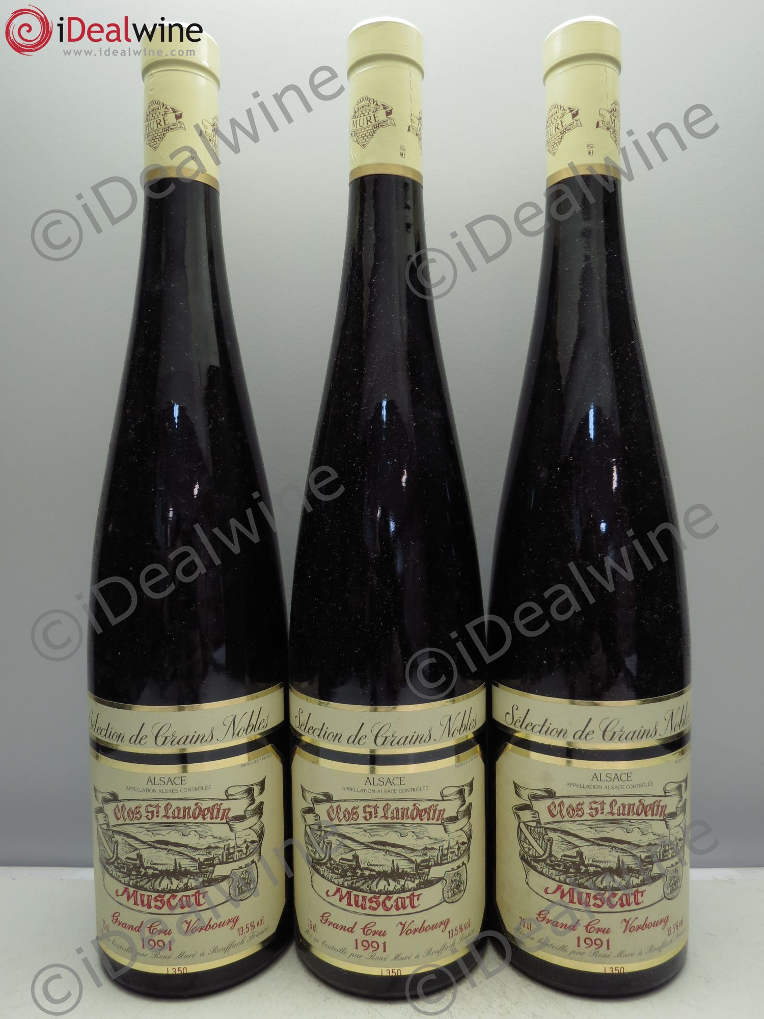 Alsace Muscat Vorbourg Sélection de Grains Nobles Clos St Landelin Muré 1991 - Posten von 3 Flaschen - 0