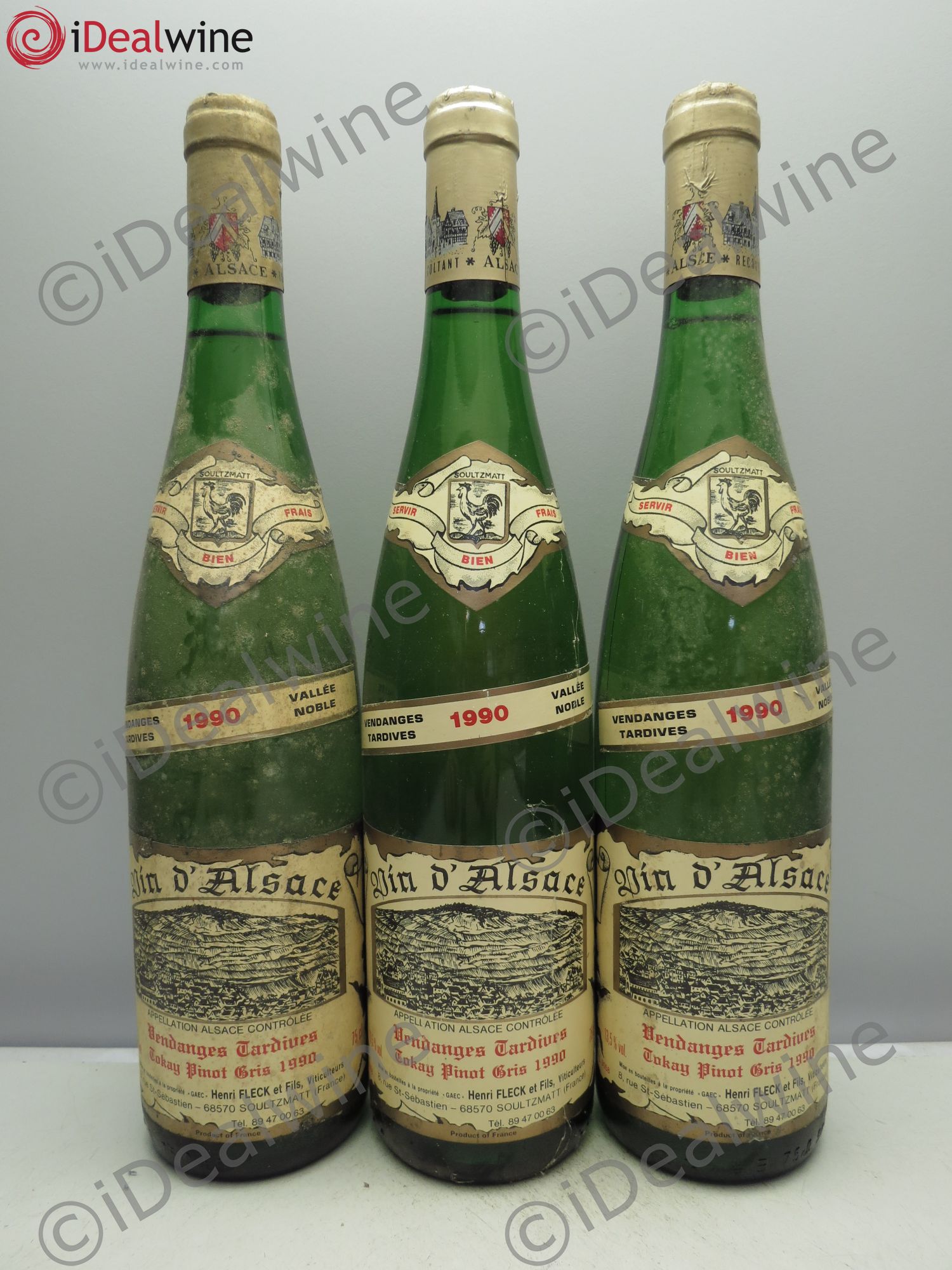 Pinot Gris (Tokay) Vendanges Tardives Henri Fleck Soultzmatt (sans prix de reserve/no reserve) 1990 - Lotto di 3 bottiglie - 0