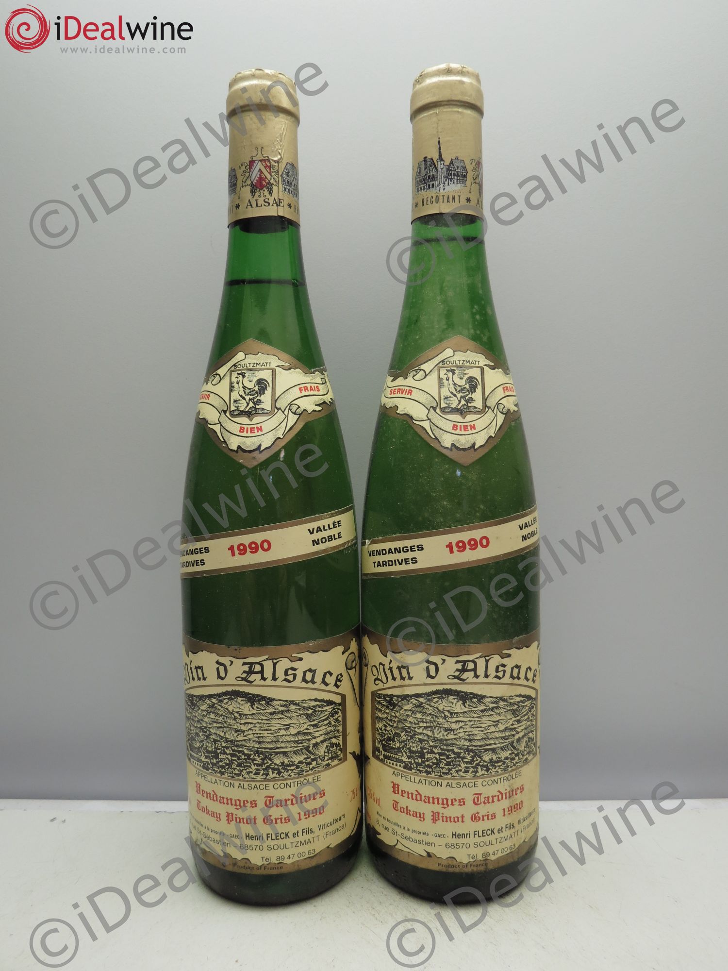 Pinot Gris (Tokay) Vendanges Tardives Henri Fleck Soultzmatt(sans prix de reserve/no reserve) 1990 - Lotto di 2 bottiglie - 0