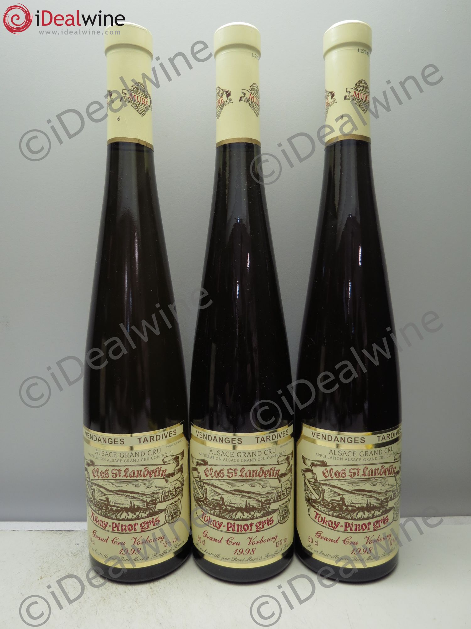 Pinot Gris (Tokay) Vendanges Tardives Vorbourg Clos St Landelin Muré (50cl)(sans prix de reserve/no reserve) 1998 - Lotto di 3 bottiglie - 0