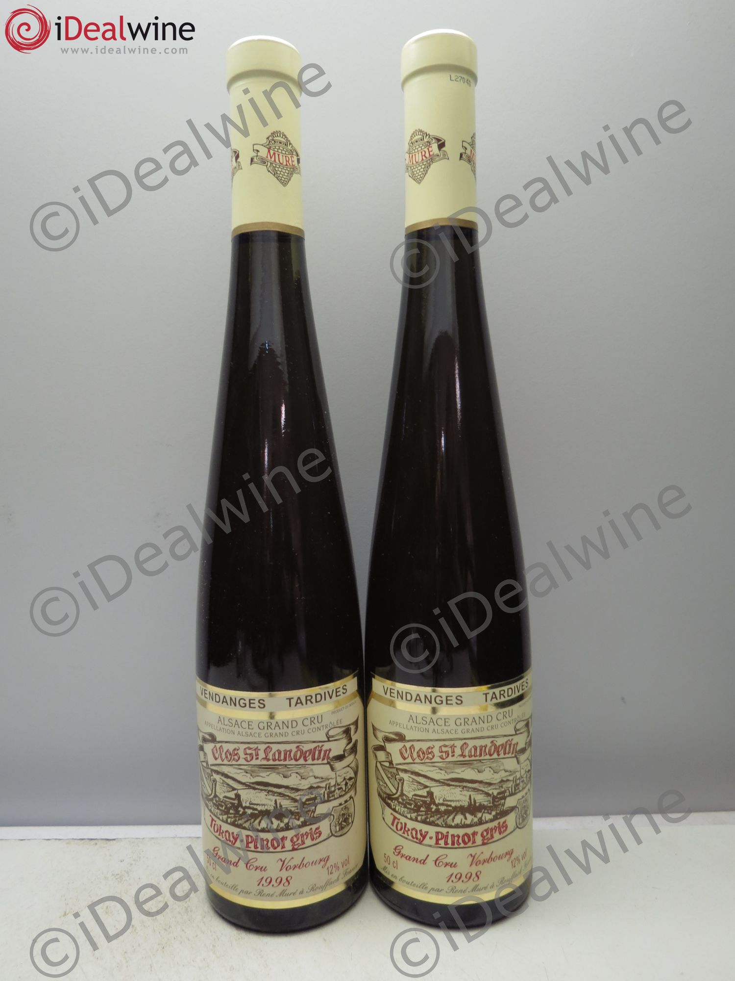 Pinot Gris (Tokay) Vendanges Tardives Vorbourg Clos St Landelin Muré (50cl)(sans prix de reserve/no reserve) 1998 - Lotto di 2 bottiglie - 0