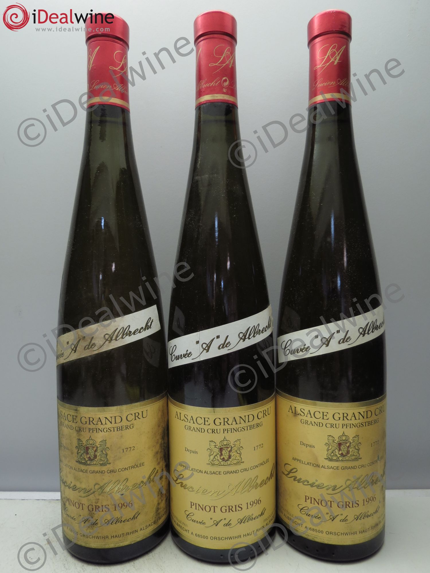 Pinot Gris (Tokay) Grand Cru Pfingsberg Cuvée A - Lucien Albrecht(sans prix de réserve / no reserve) 1996 - Posten von 3 Flaschen - 0