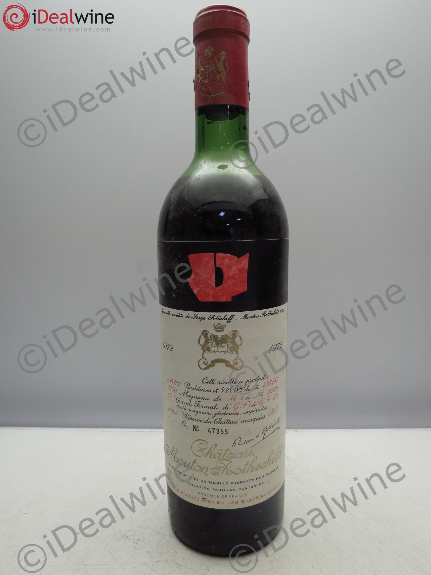 Château Mouton Rothschild 1er Grand Cru Classé 1972 - Lot de 1 bouteille - 0