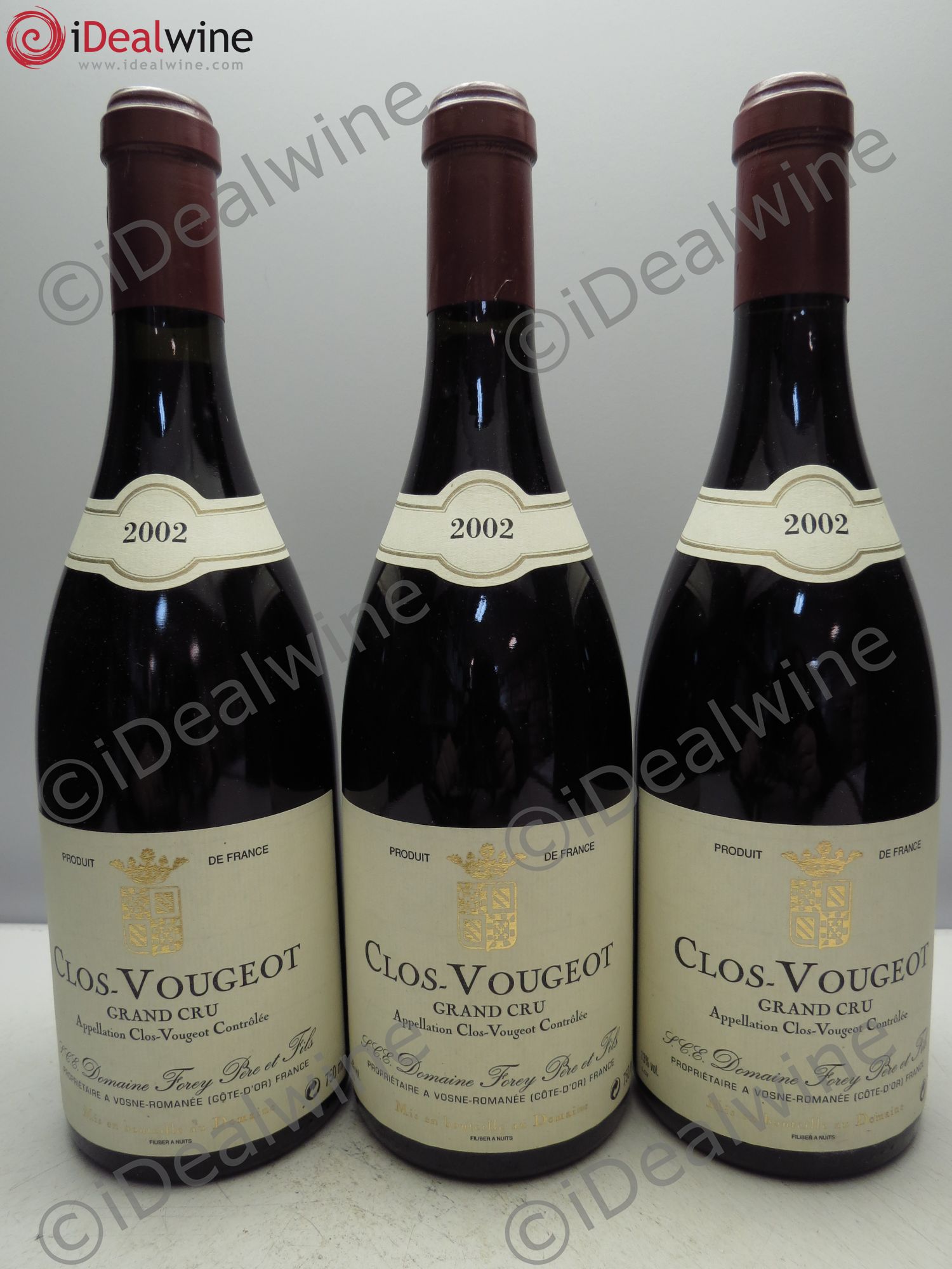 Clos de Vougeot Grand Cru Domaine Forey 2002 - Lot de 3 bouteilles - 0