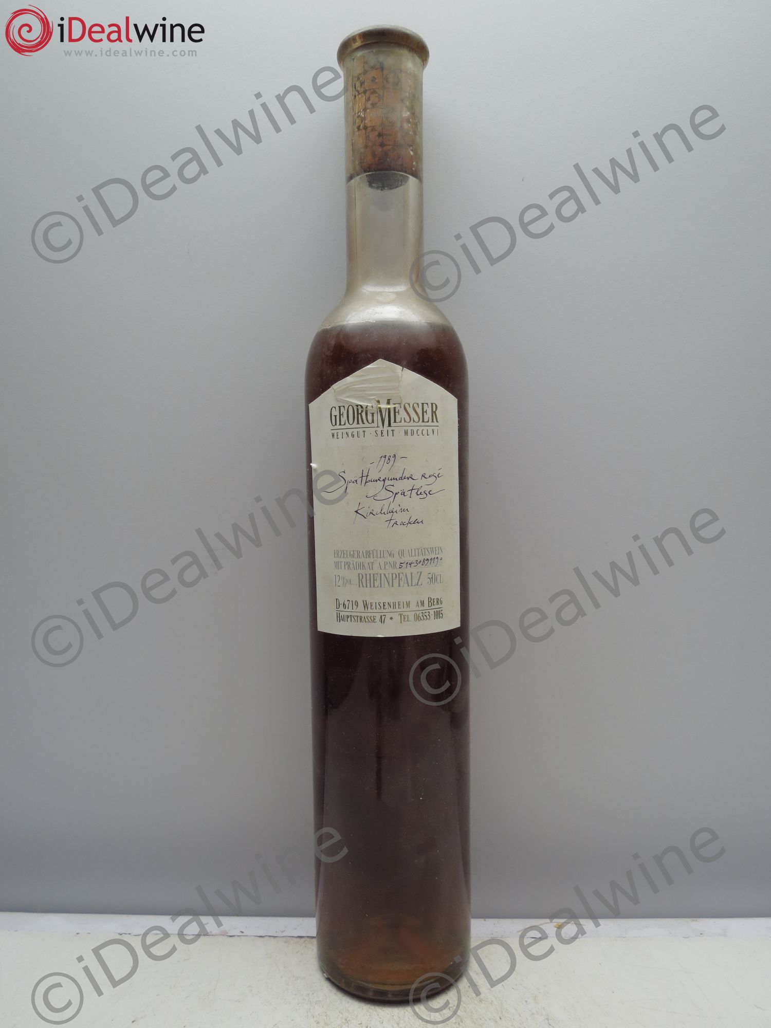 Vins Etrangers Spat Burgunder Spatlese Kircheim Trocken G.Messer (rosé) (50cl) 1989 - Lotto di 1 bottiglia - 0
