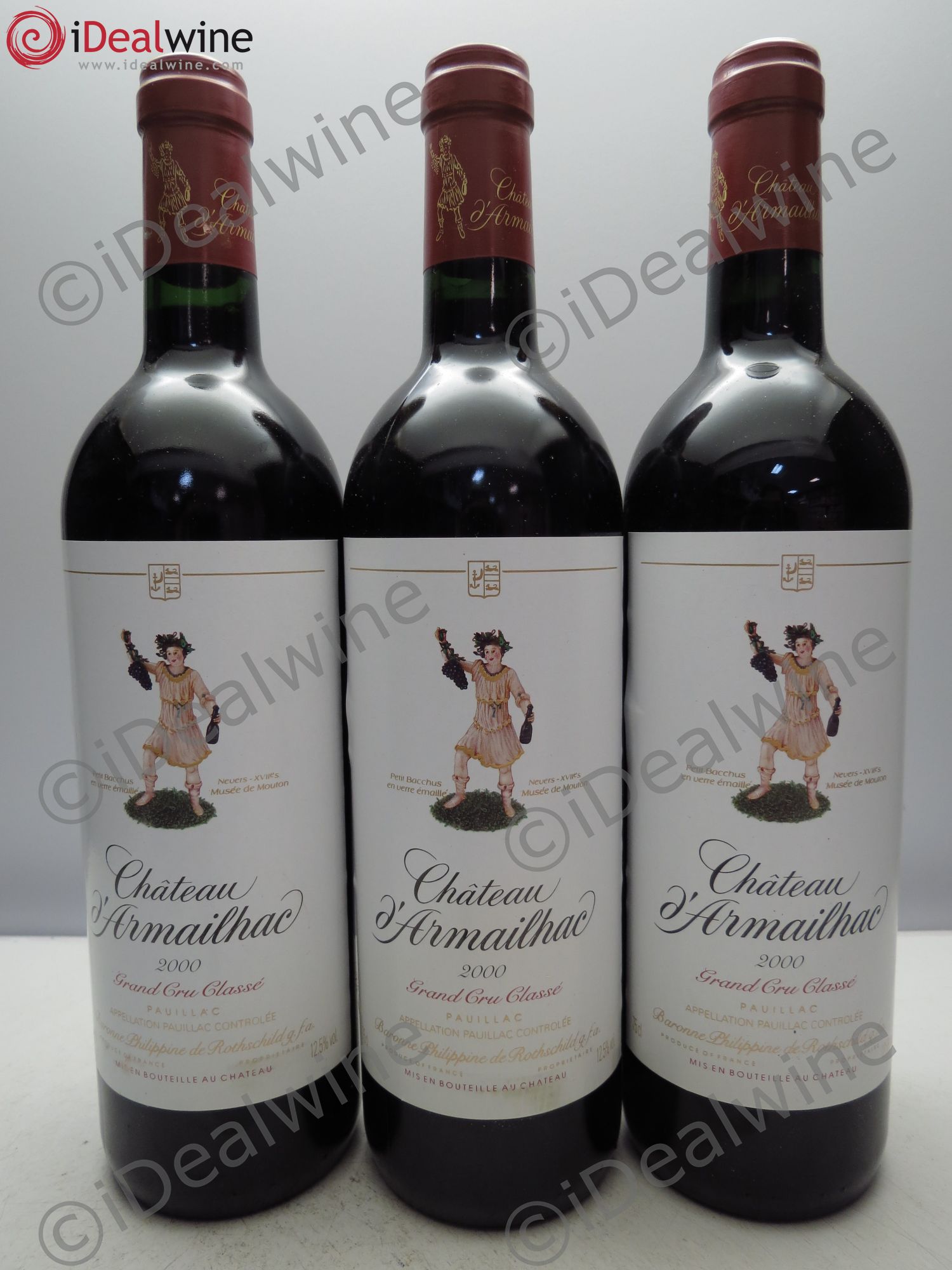 Château d' Armailhac - Mouton Baron(ne) Philippe 5ème Grand Cru Classé 2000 - Lot de 3 bouteilles - 0