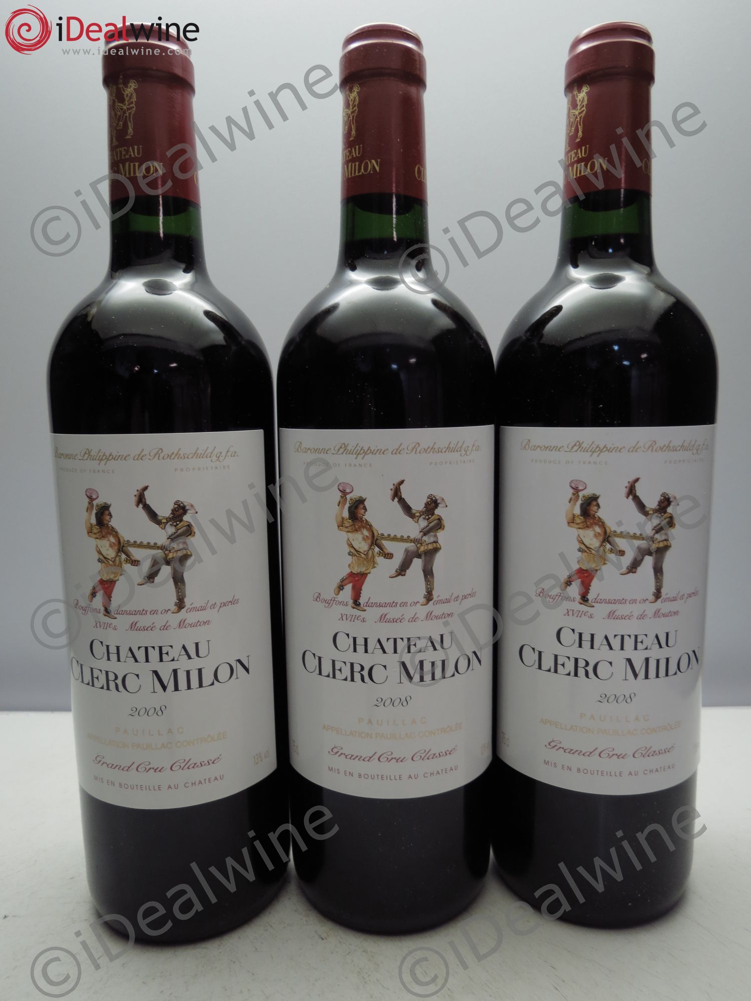 Château Clerc Milon 5ème Grand Cru Classé 2008 - Lot de 3 bouteilles - 0