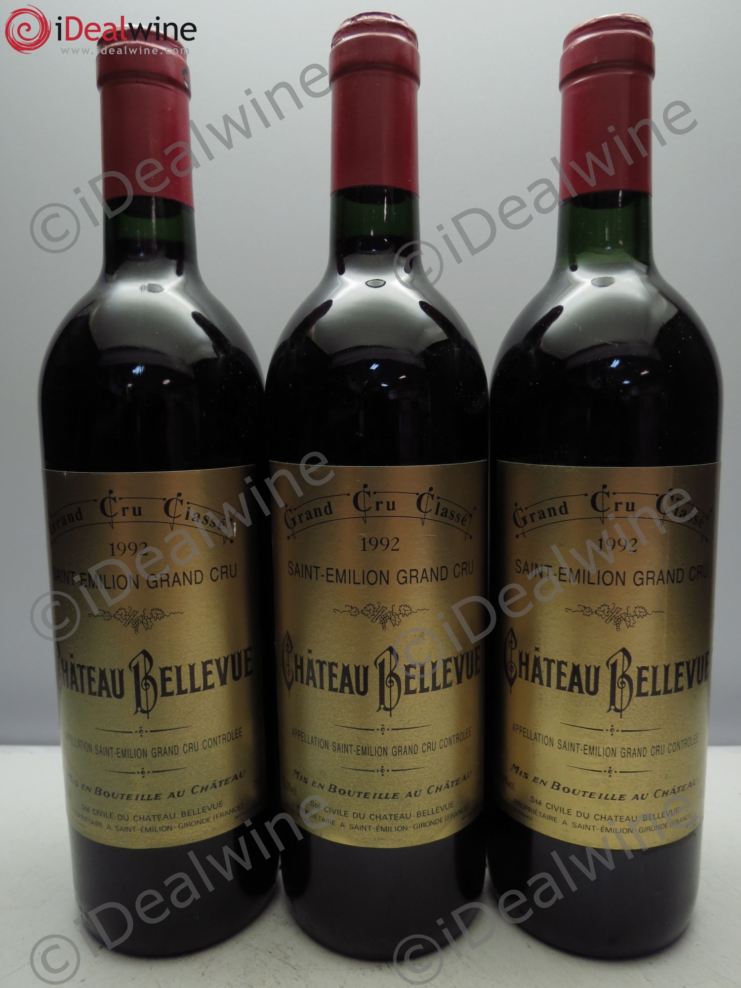 Château Bellevue Grand Cru Classé 1992 - Lot de 3 bouteilles - 0