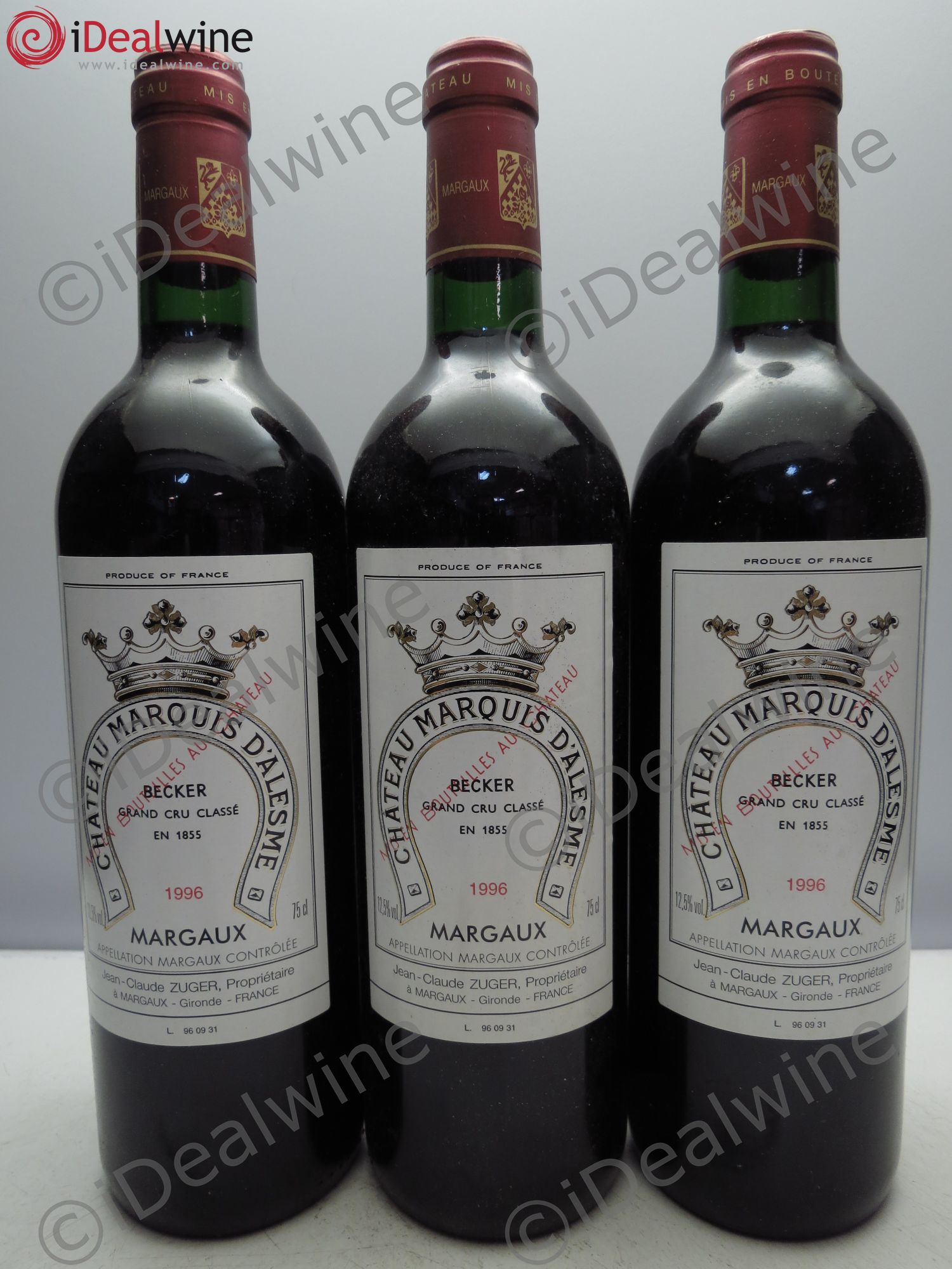 Château Marquis d'Alesme 1996 - Lot de 3 bouteilles - 0