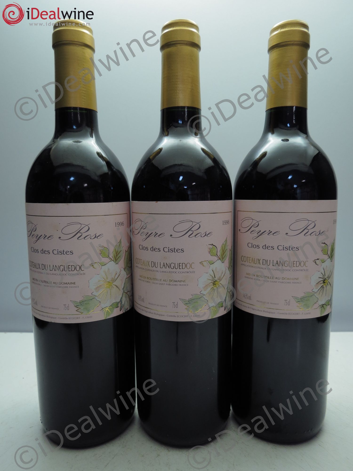 Vin de France (anciennement Coteaux du Languedoc) Domaine Peyre Rose Les Cistes Marlène Soria 1996 - Lot de 3 bouteilles - 0